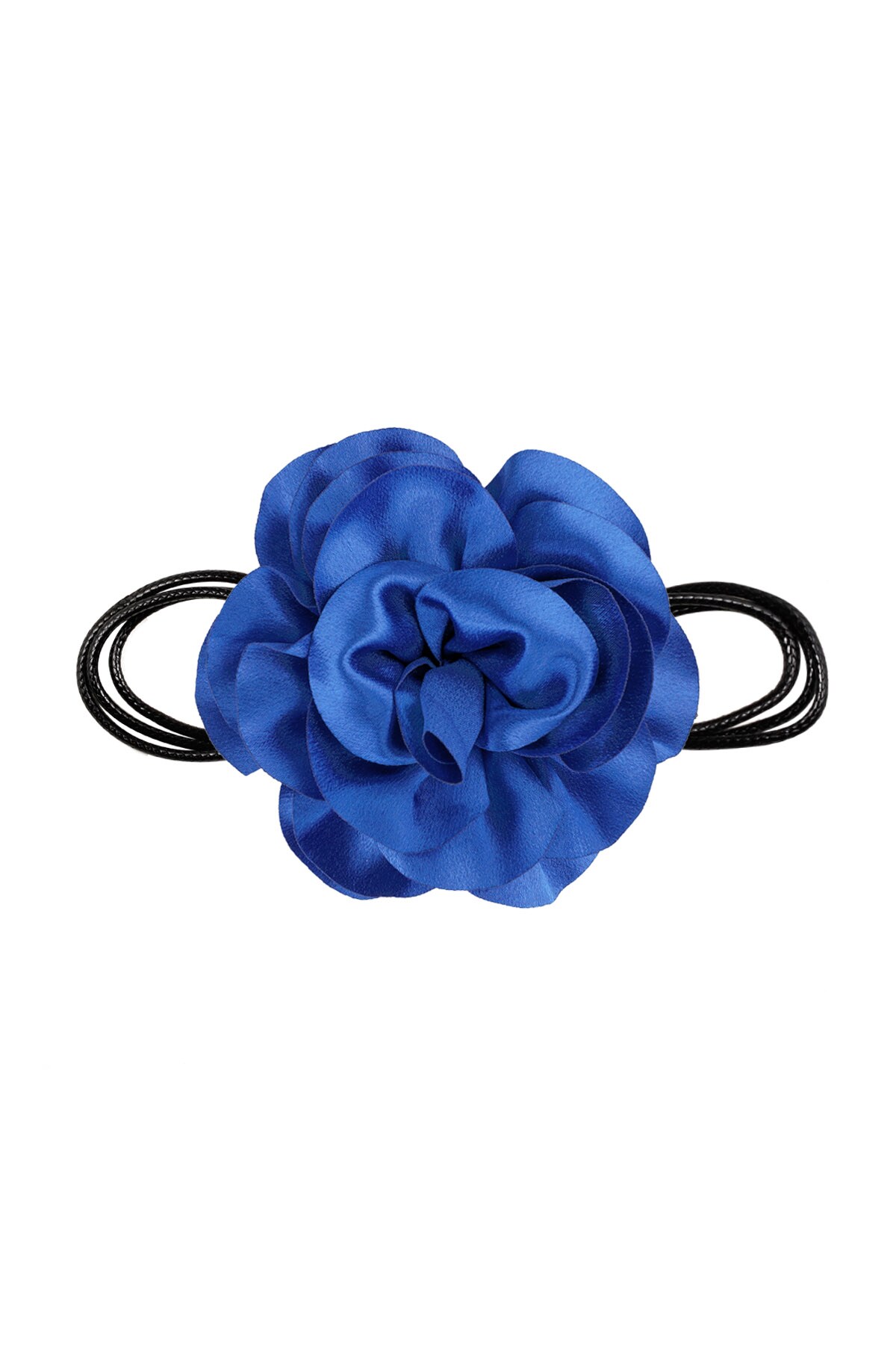 Necklace rope shiny flower - bright blue h5 