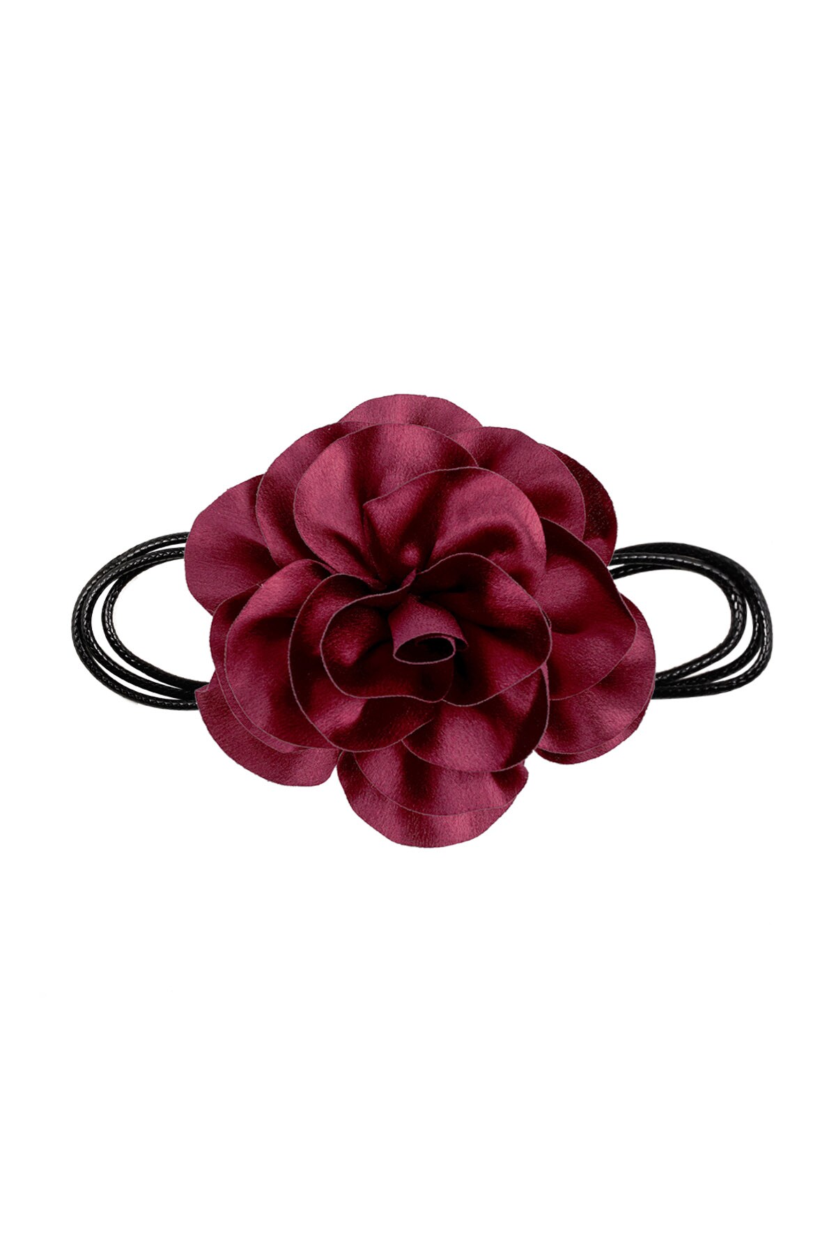 Necklace rope shiny flower - dark red 