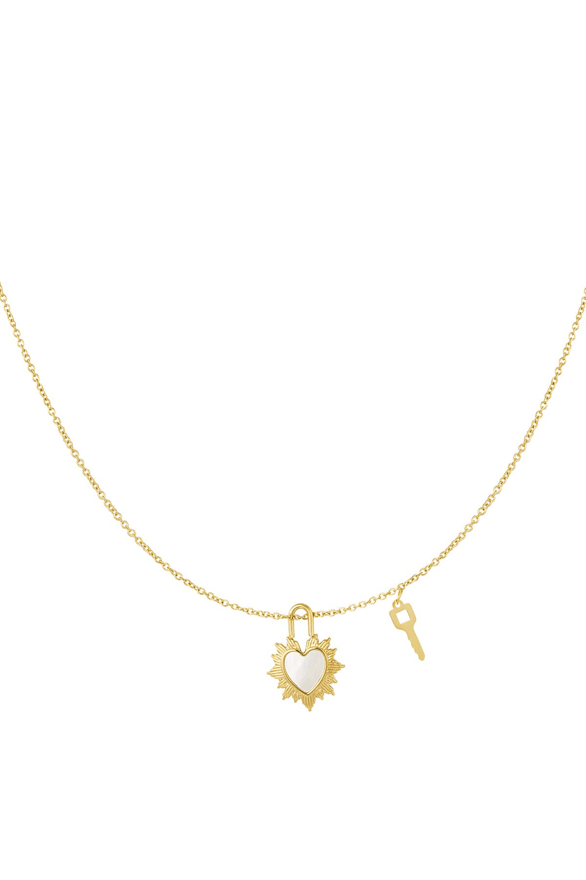 Necklace heart with key - Gold color h5 