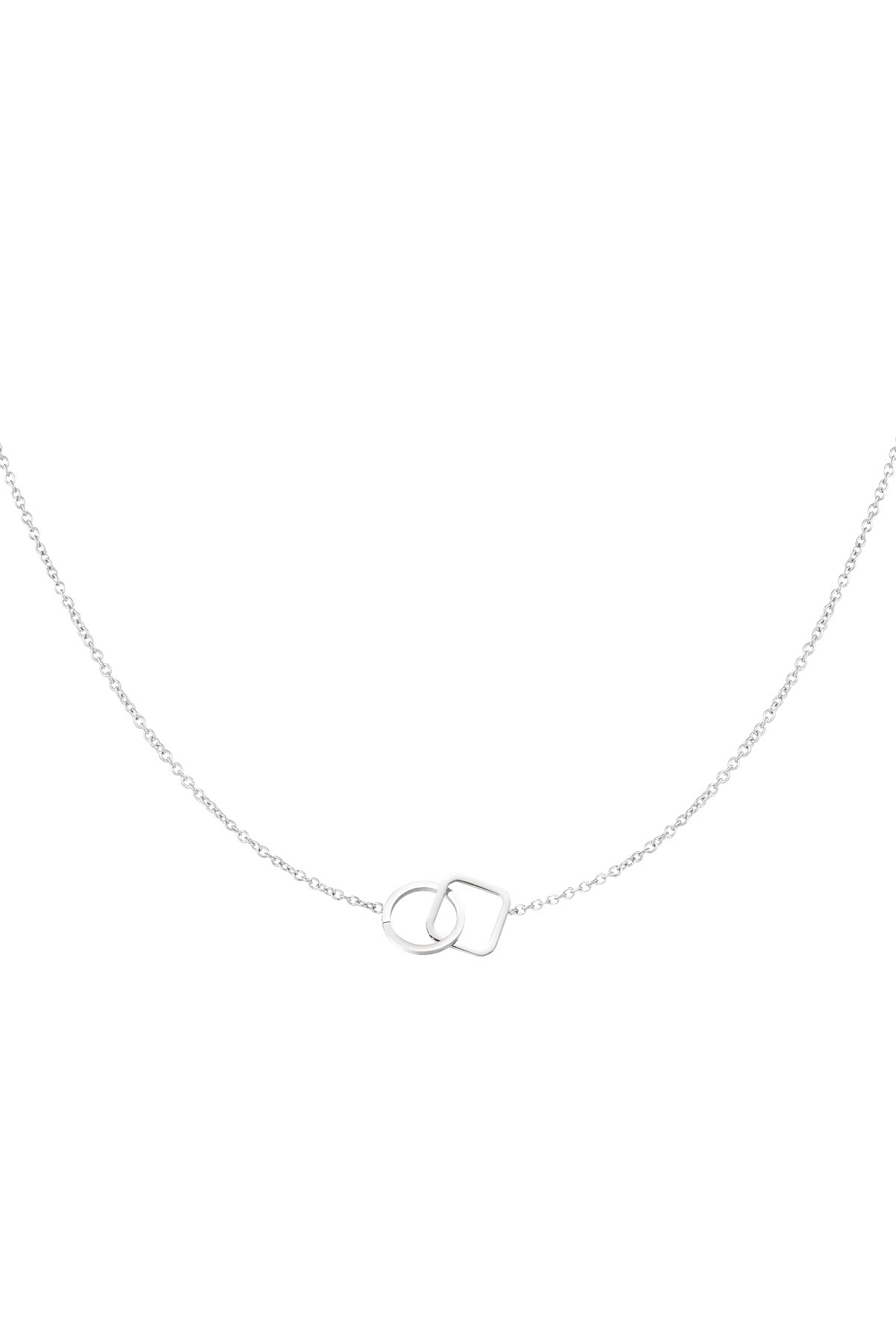 Chain connected square & round - Silver color h5 