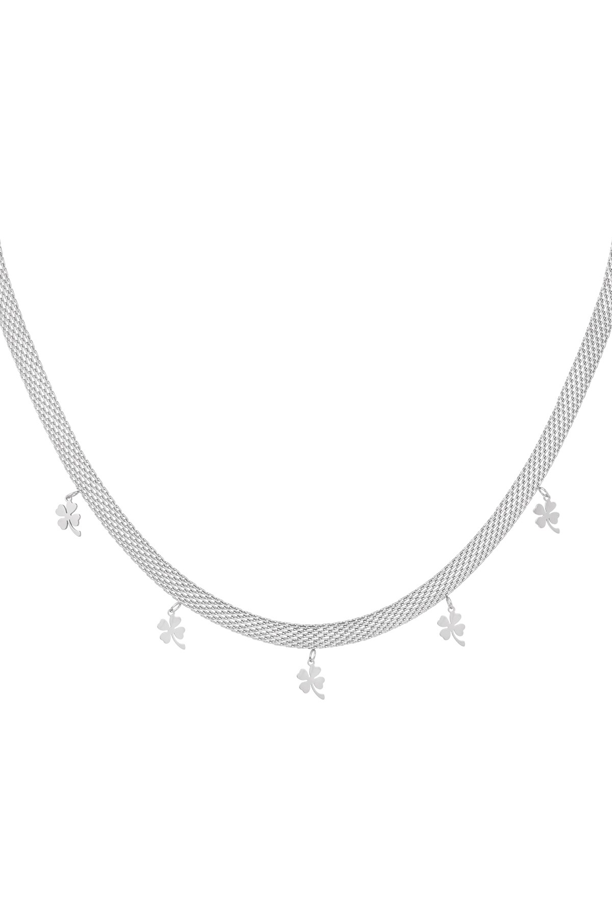 Necklace robust with clovers - Silver color h5 