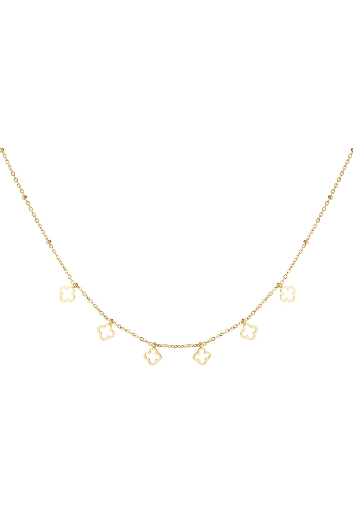 Necklace 6 leaf clovers - Gold color h5 