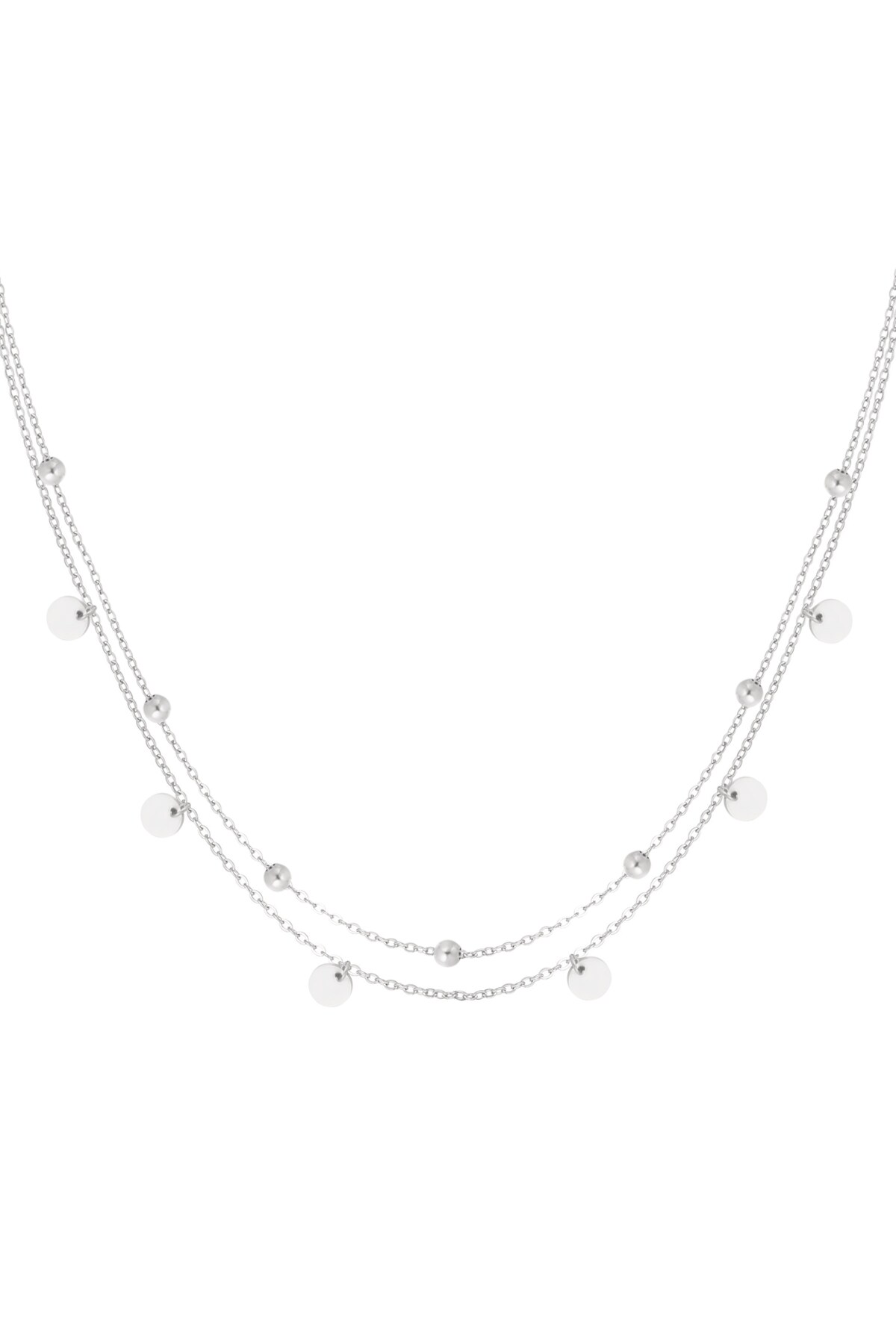 Necklace balls and circles - Silver color h5 