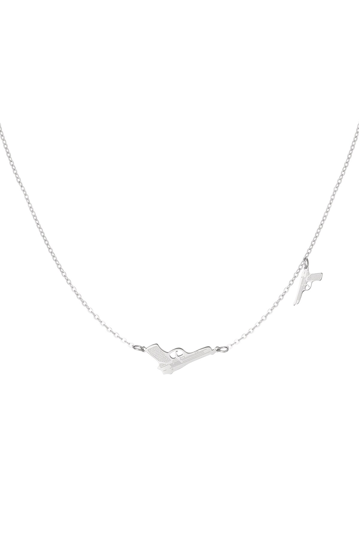 Necklace 2 pistols - Silver color h5 