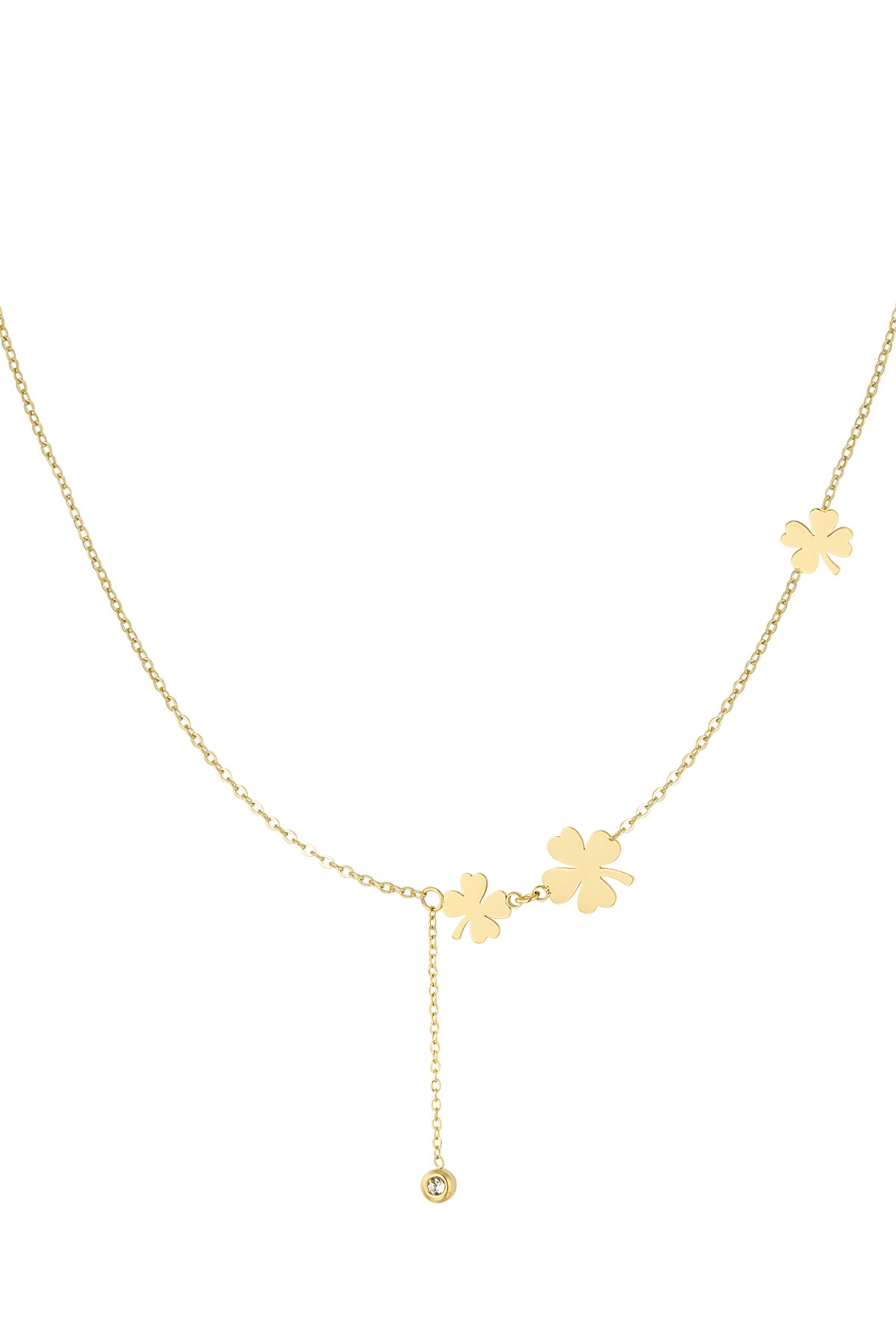 Necklace three clovers and stone - Gold color h5 