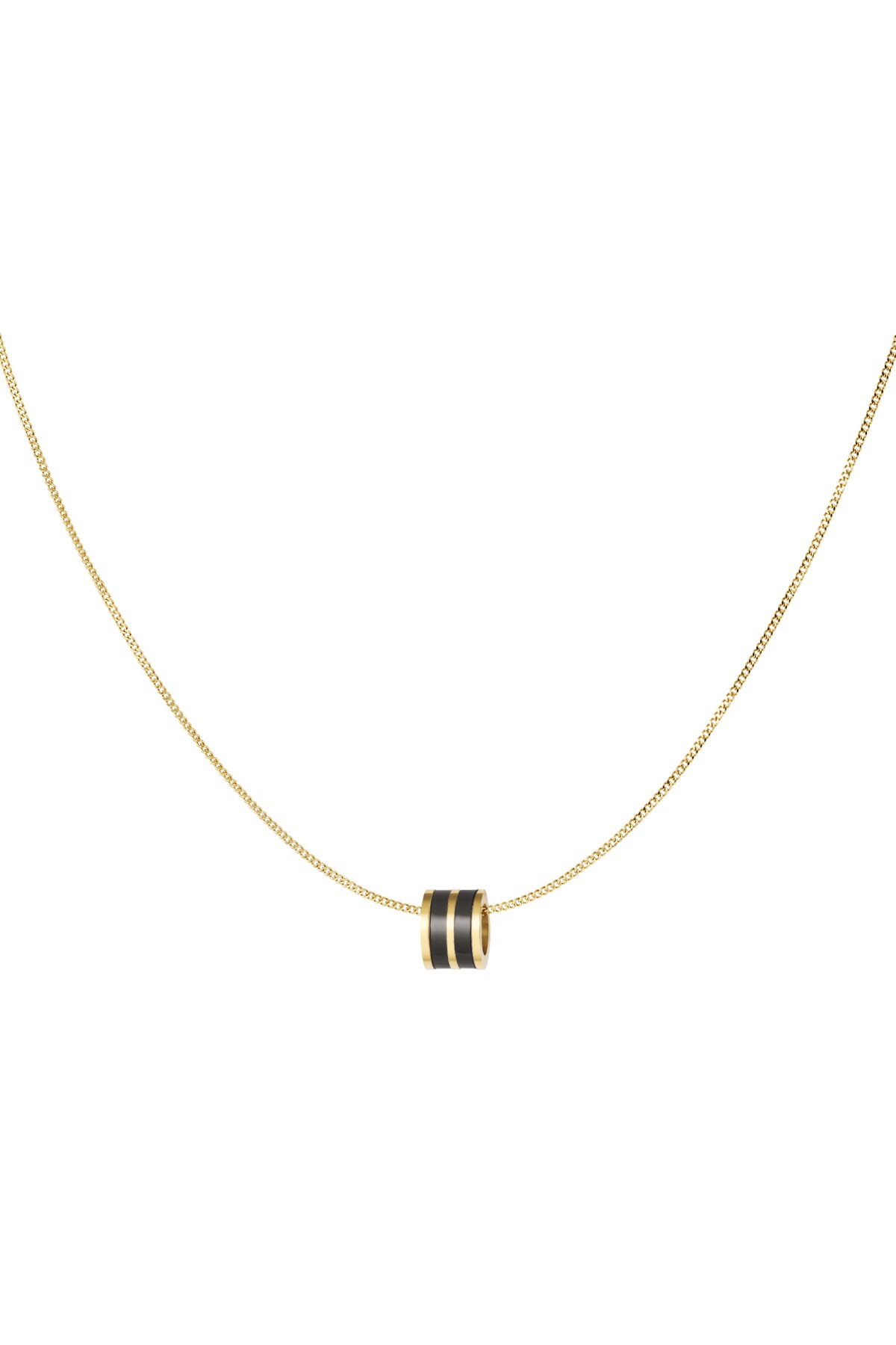 Necklace round charm - gold/black h5 