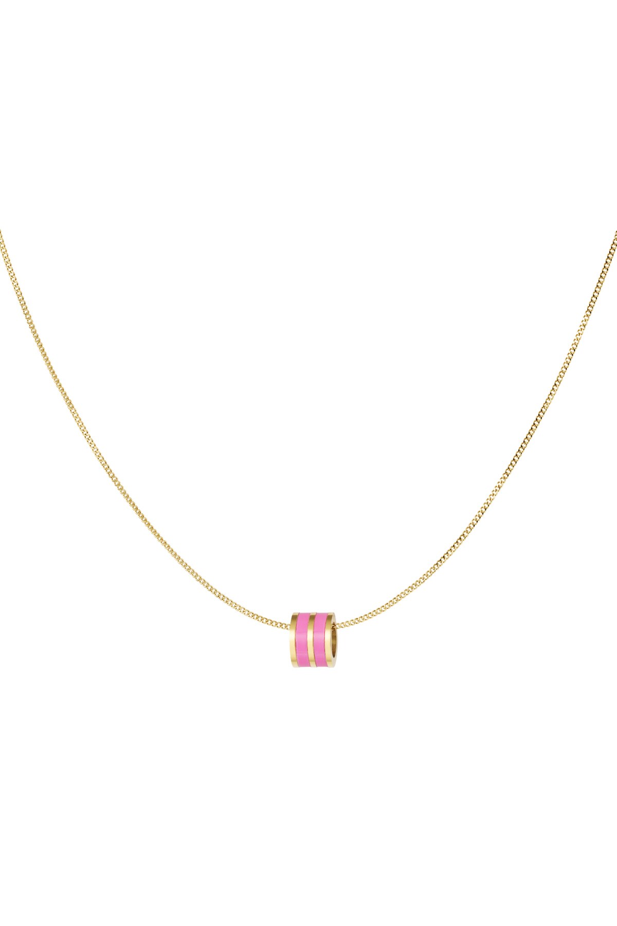 Necklace round charm - gold/pink h5 