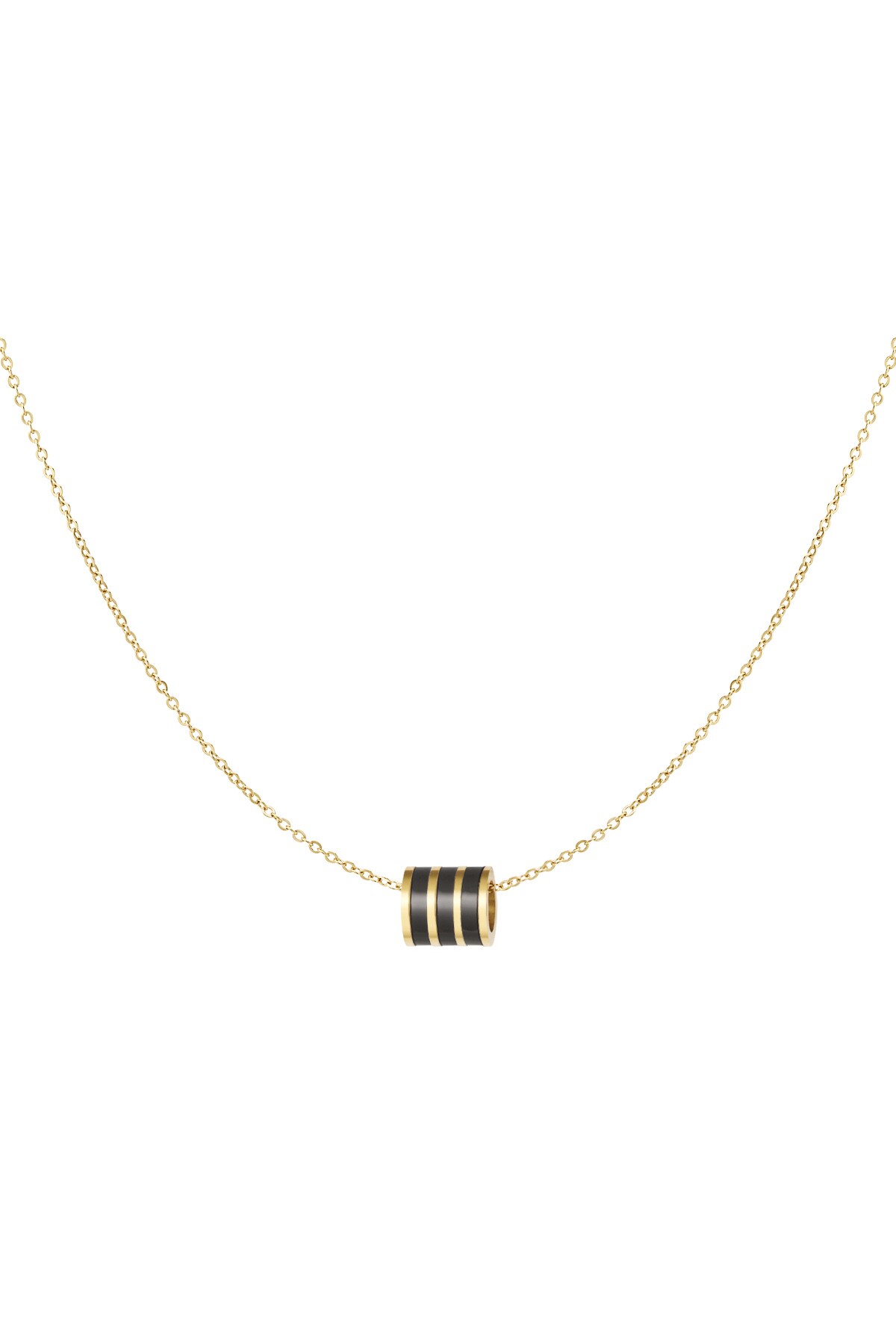 Necklace round charm - gold/black h5 