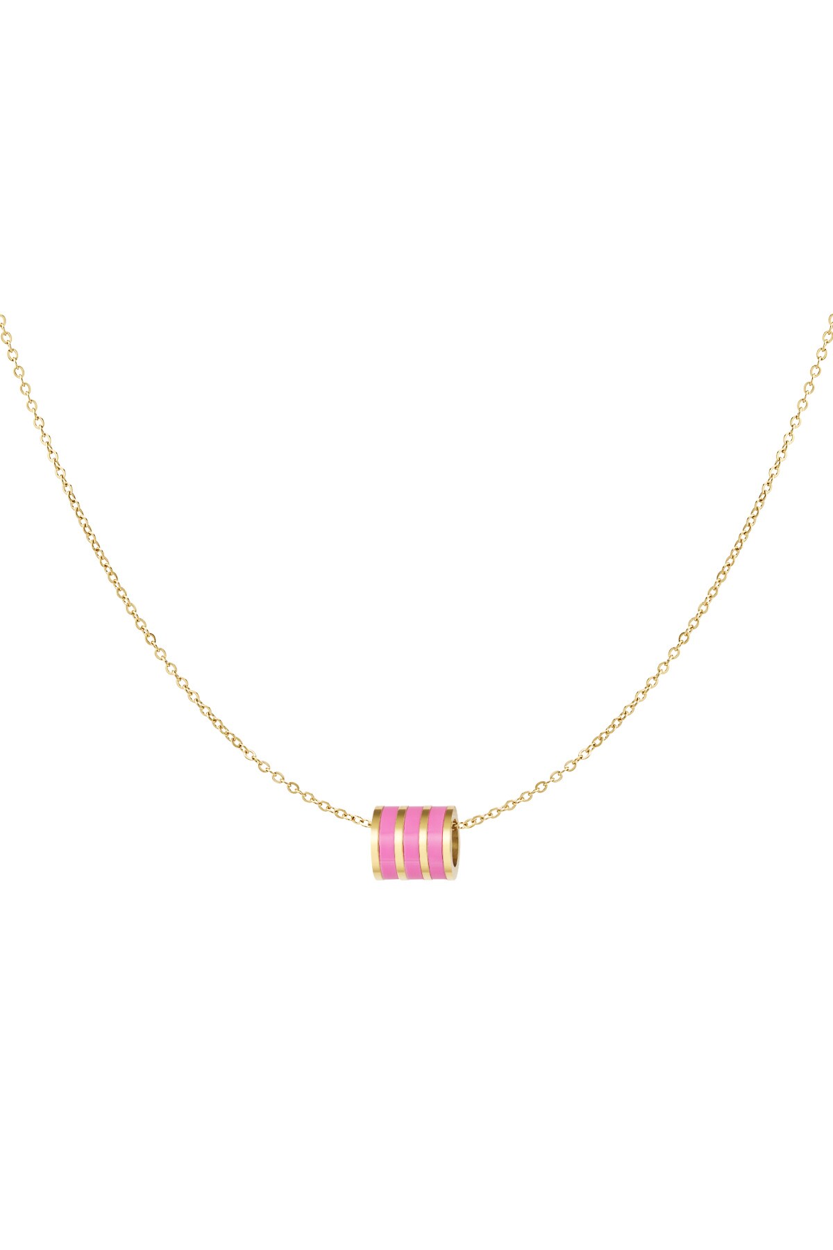 Necklace round charm - gold/pink h5 