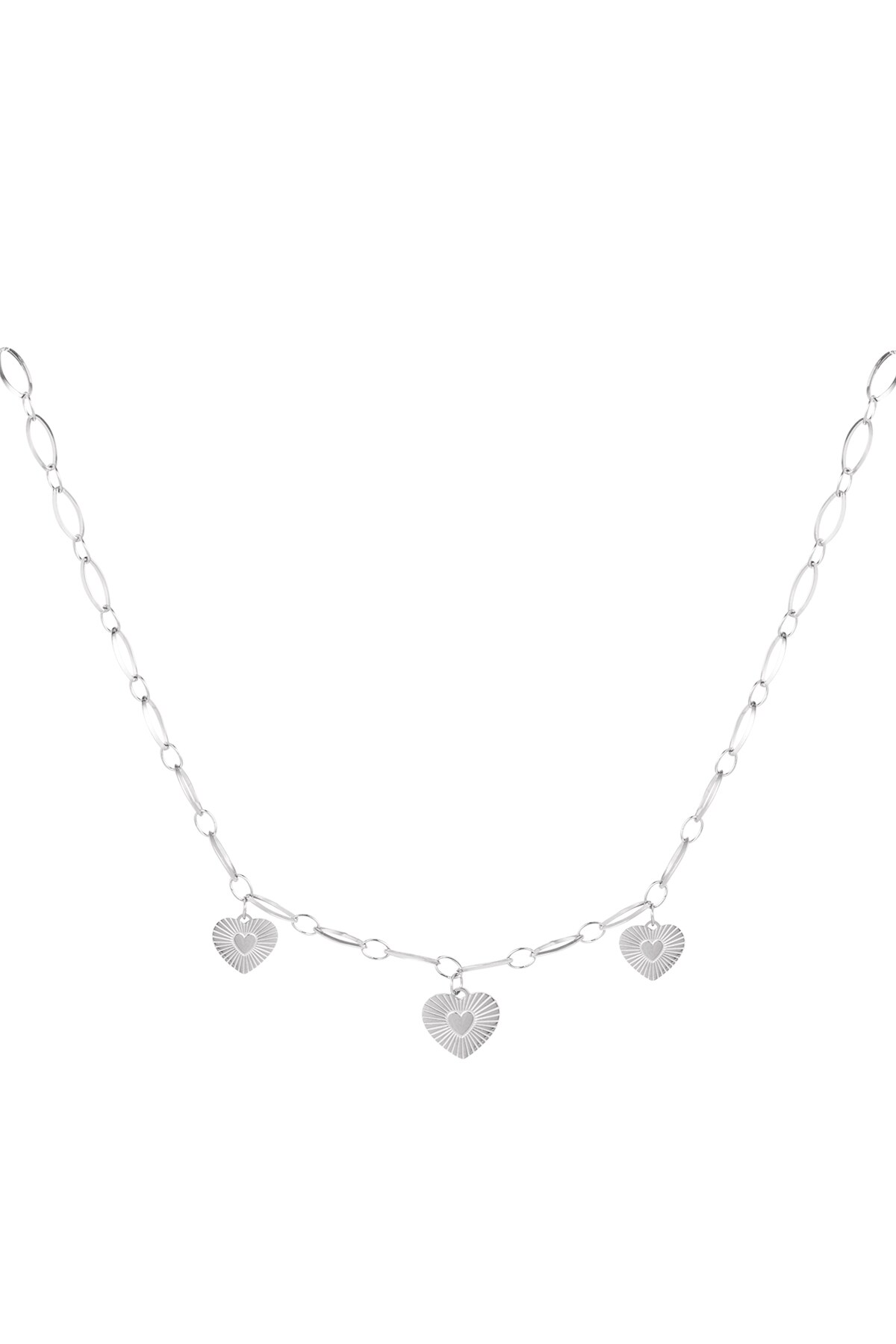 Necklace three hearts coins - Silver color h5 