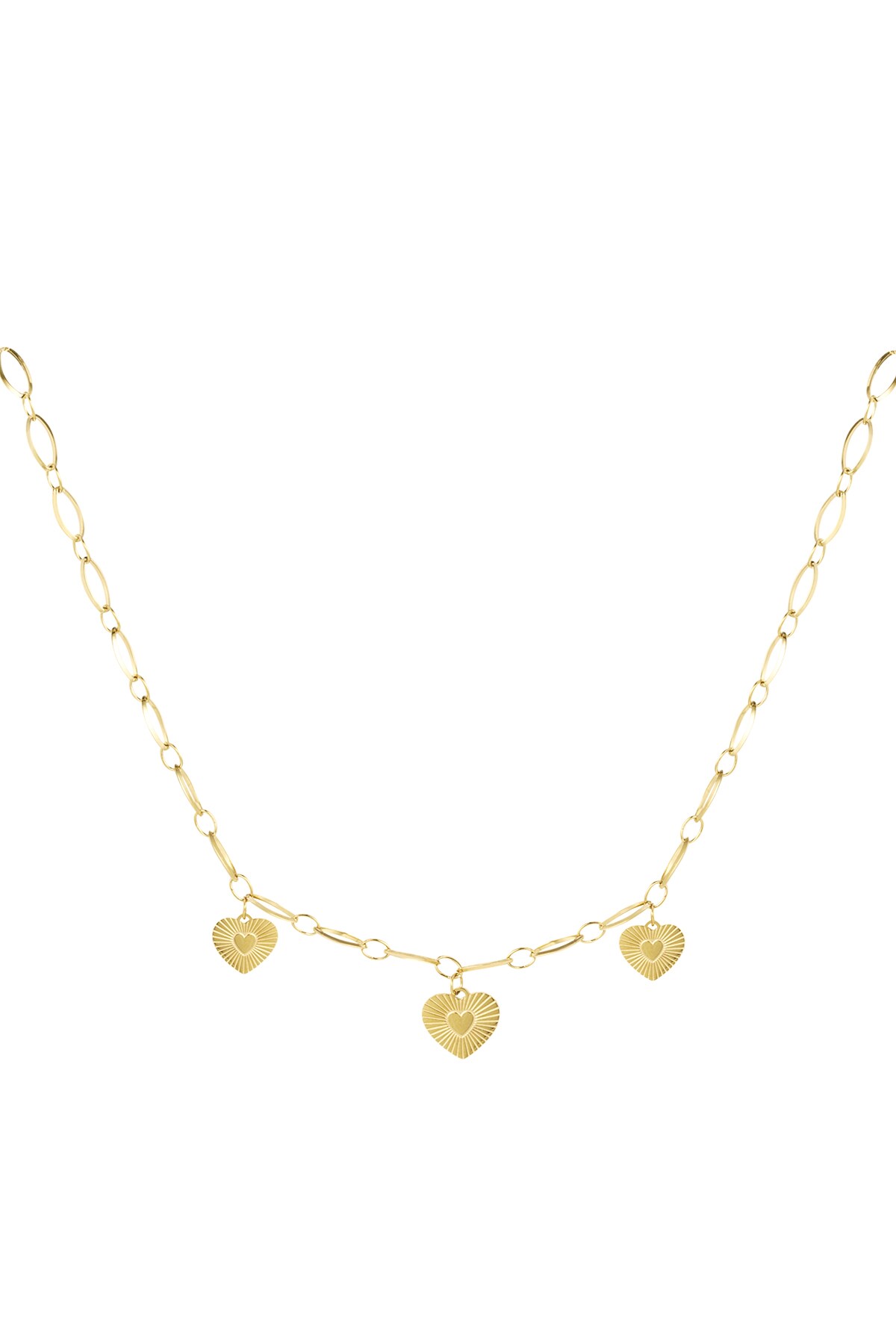 Necklace three hearts coins - Gold color h5 