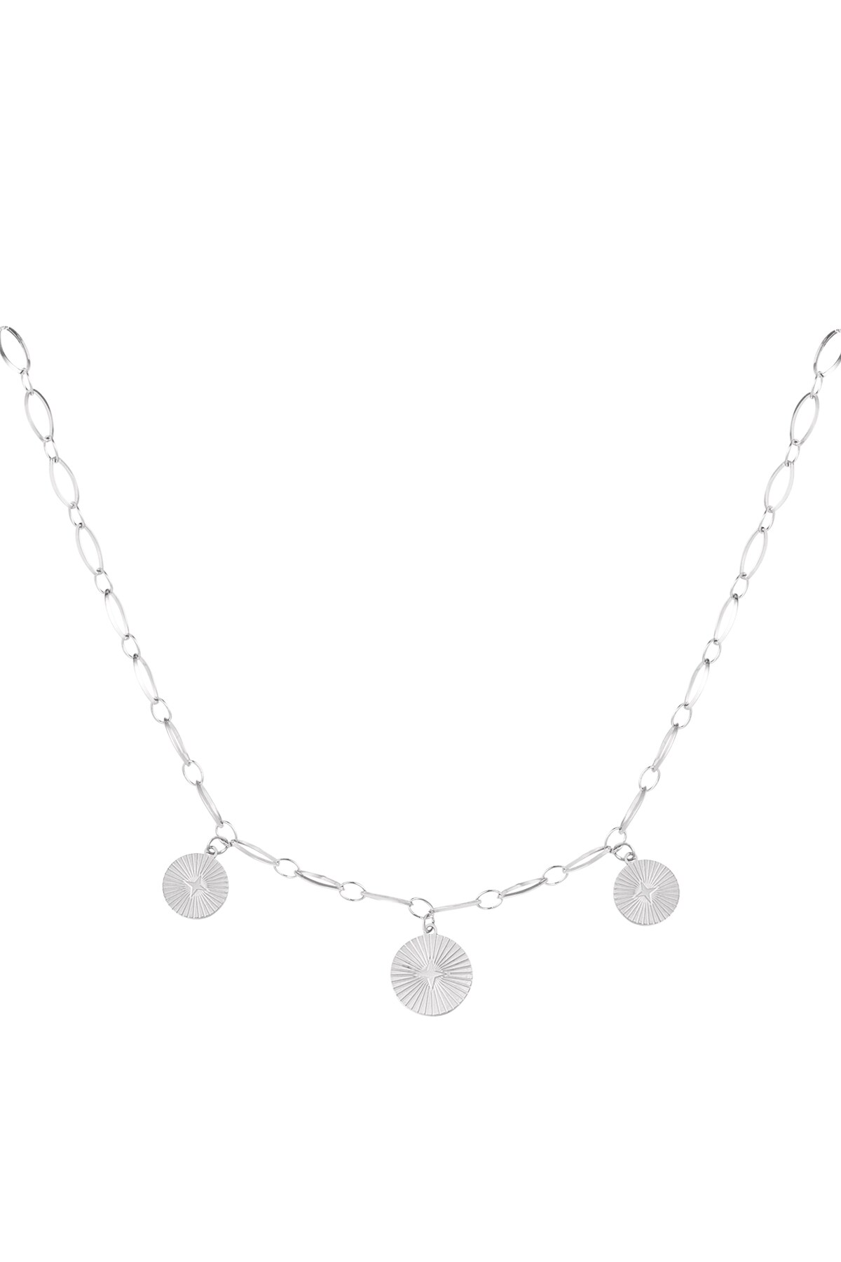 Necklace three coins - Silver color h5 