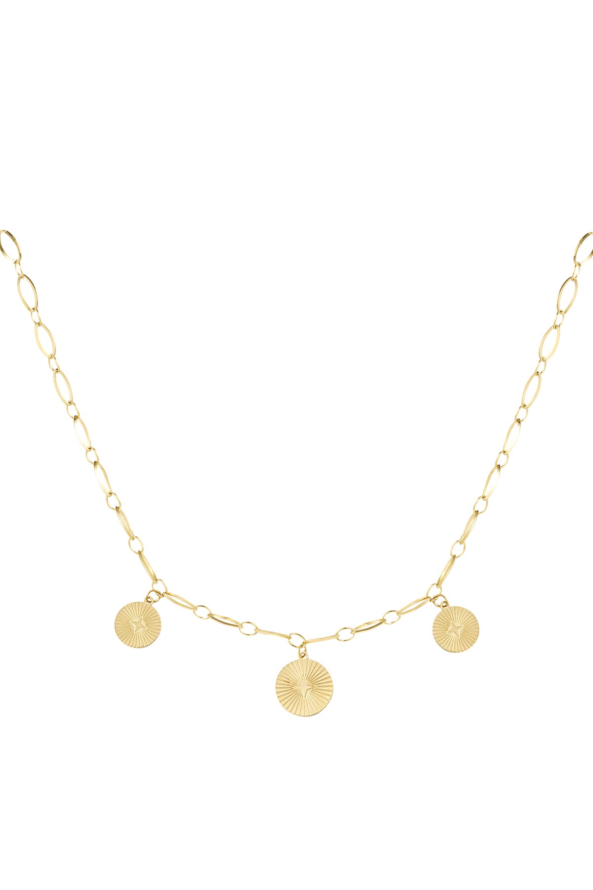 Necklace three coins - Gold color h5 