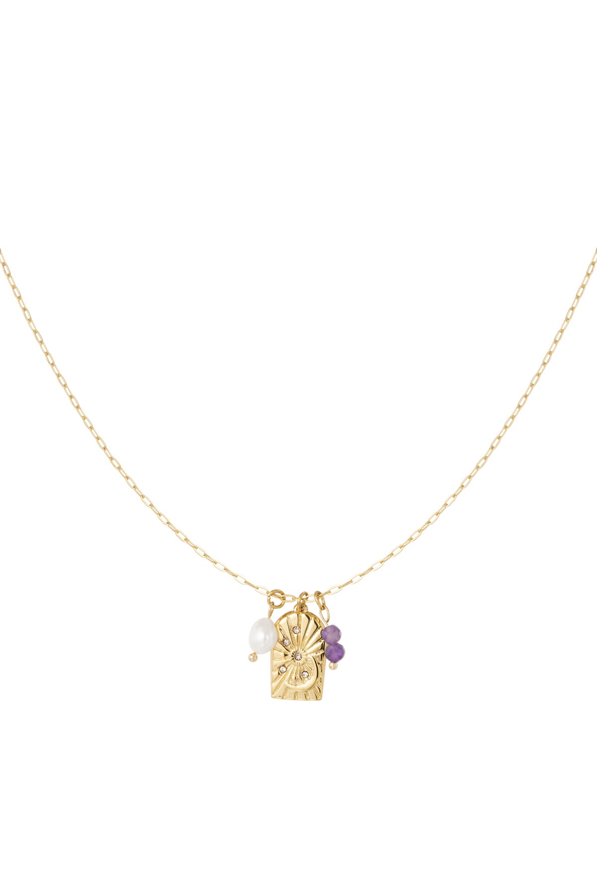 Necklace charm party - gold/purple h5 