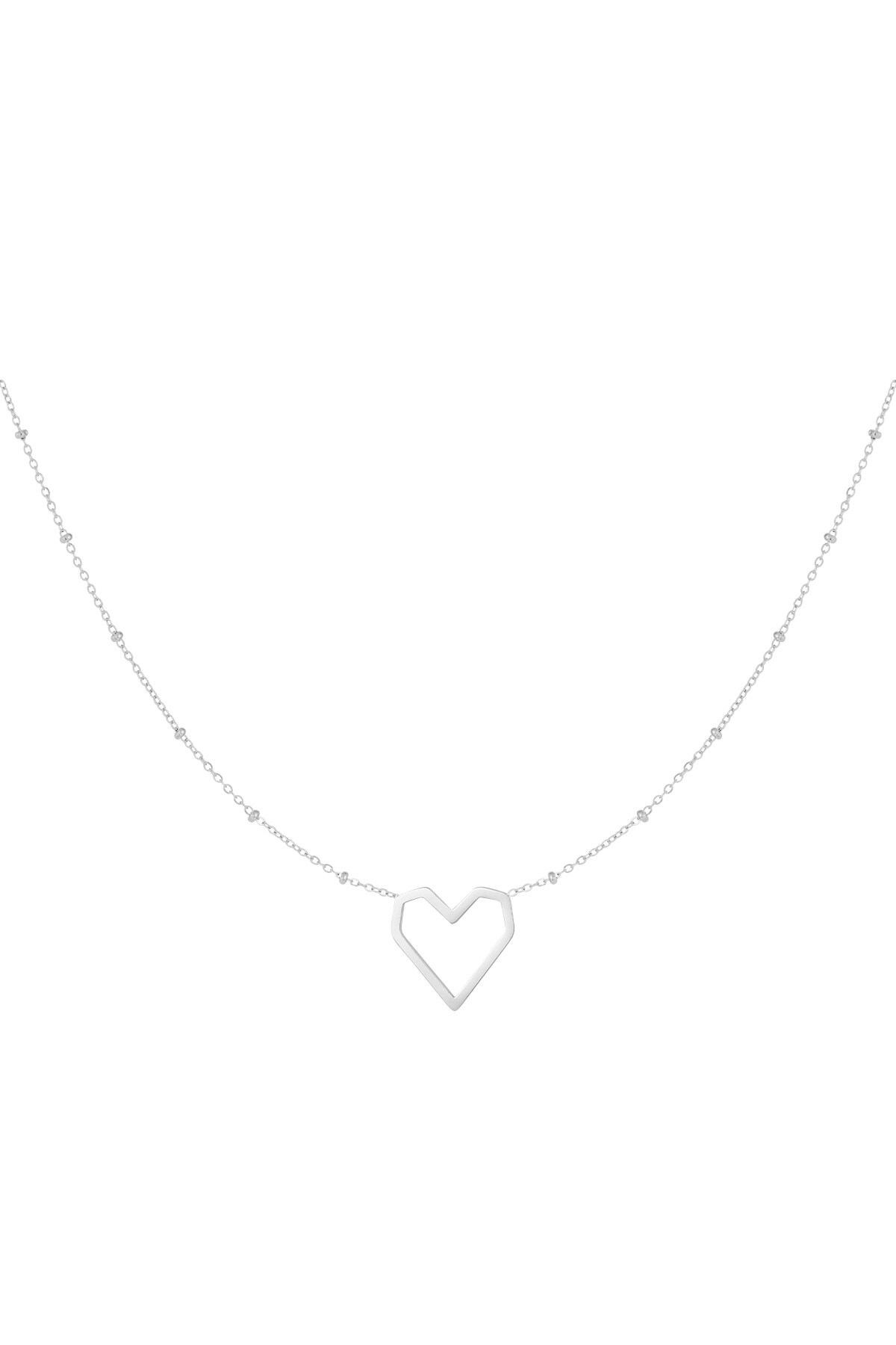 Necklace heart with dots - Silver color h5 