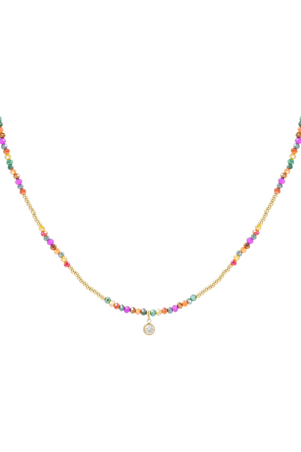 Colorful necklace natural stone and rhinestone - multi h5 