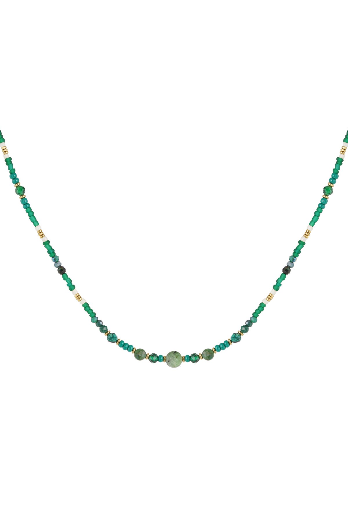 Necklace green beads - green 