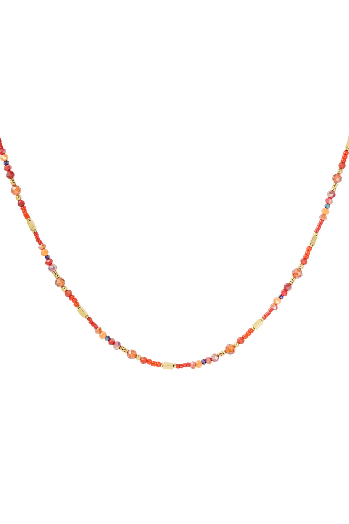 Necklace with different beads - red 