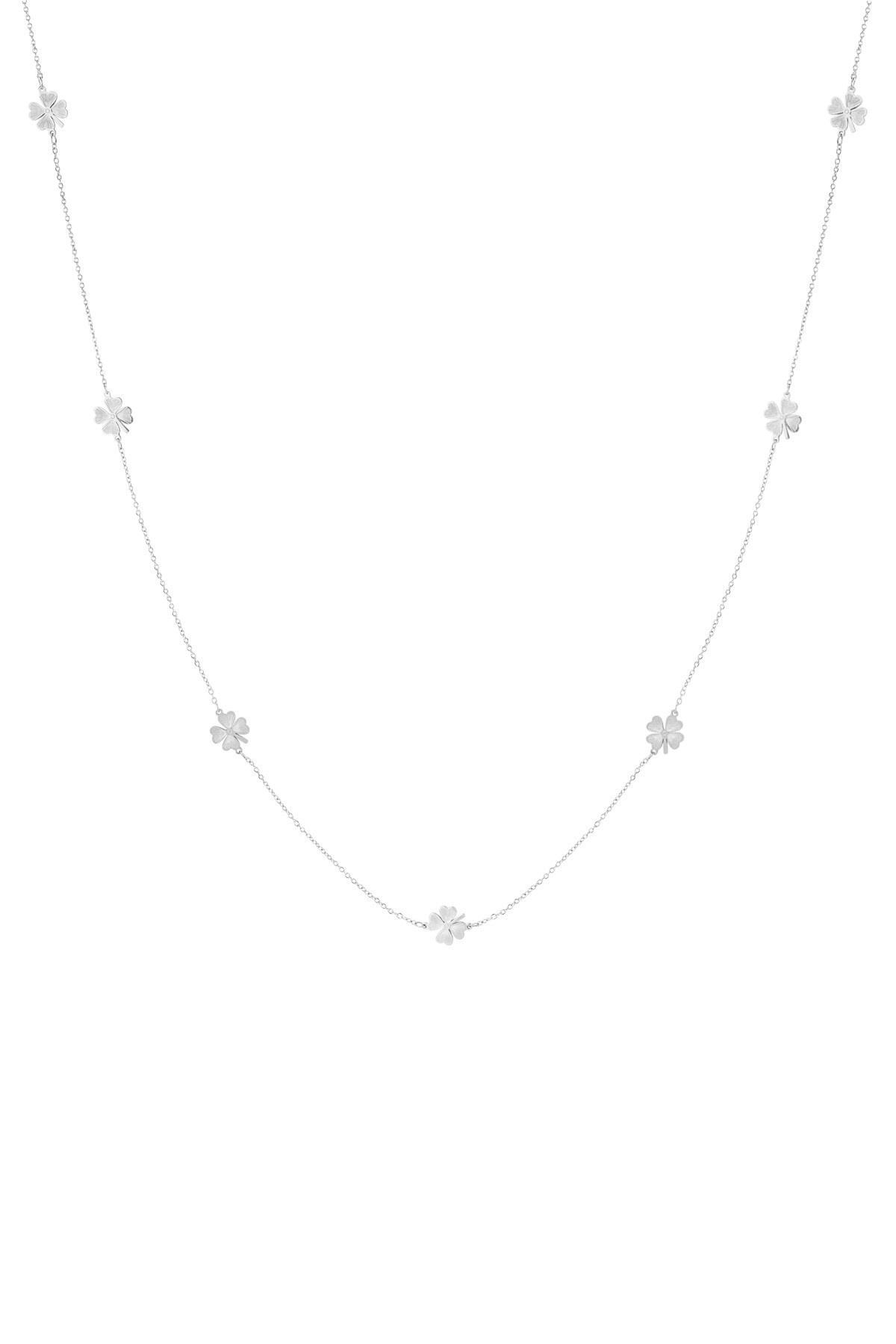 Long clover necklace - Silver color h5 