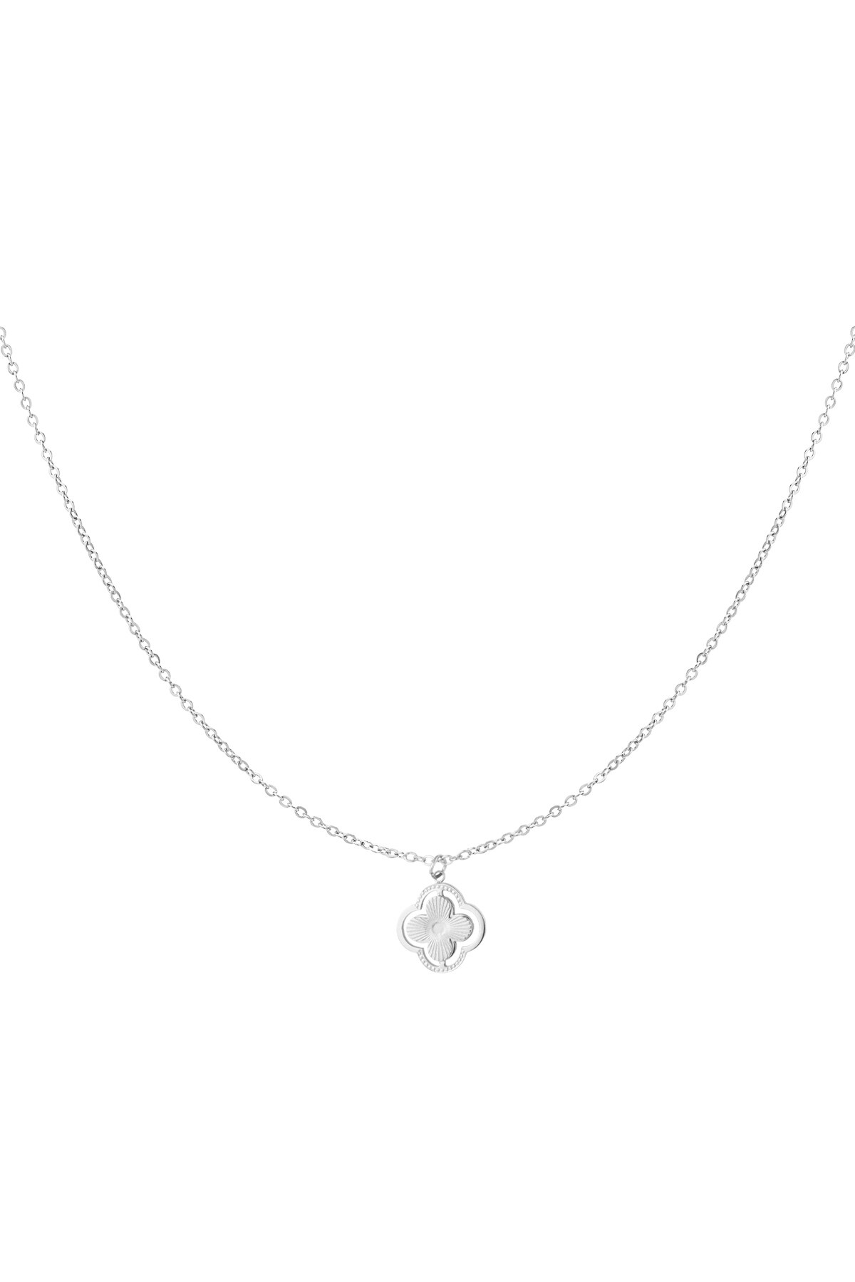 Double clover necklace - Silver color h5 