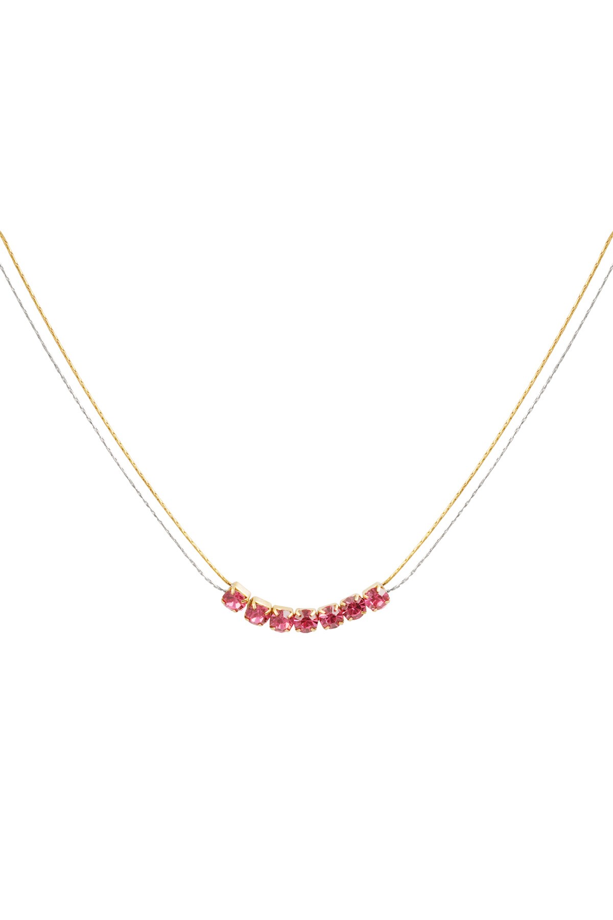 Necklace gold/silver with stone - pink h5 