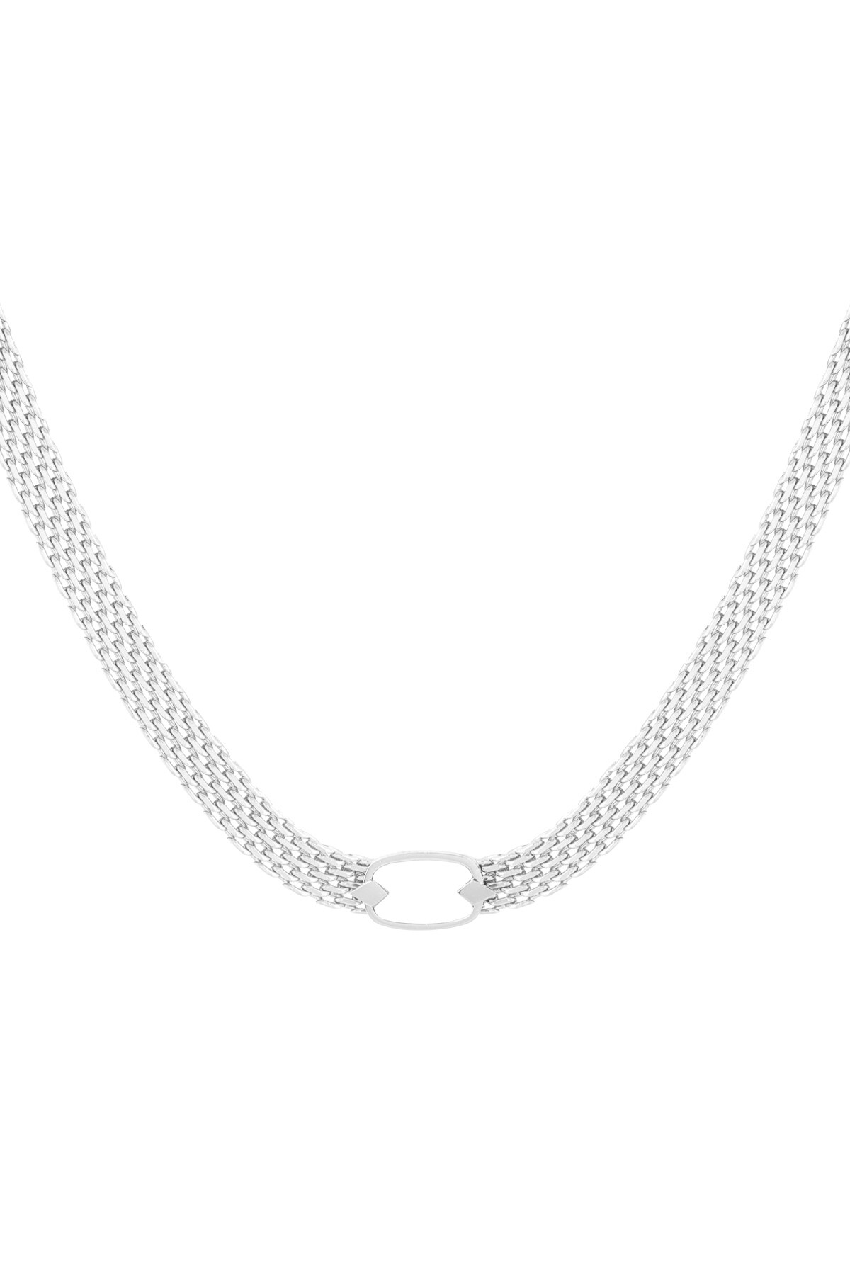 Flat links necklace - Silver color h5 