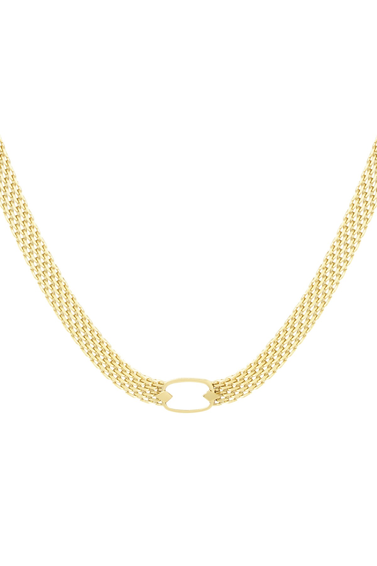 Flat links necklace - Gold color h5 