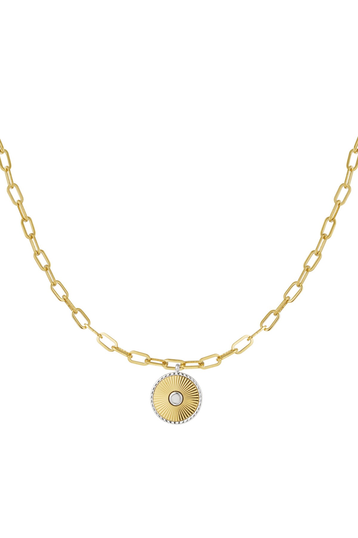 Link necklace with gold/silver detail - Gold color h5 