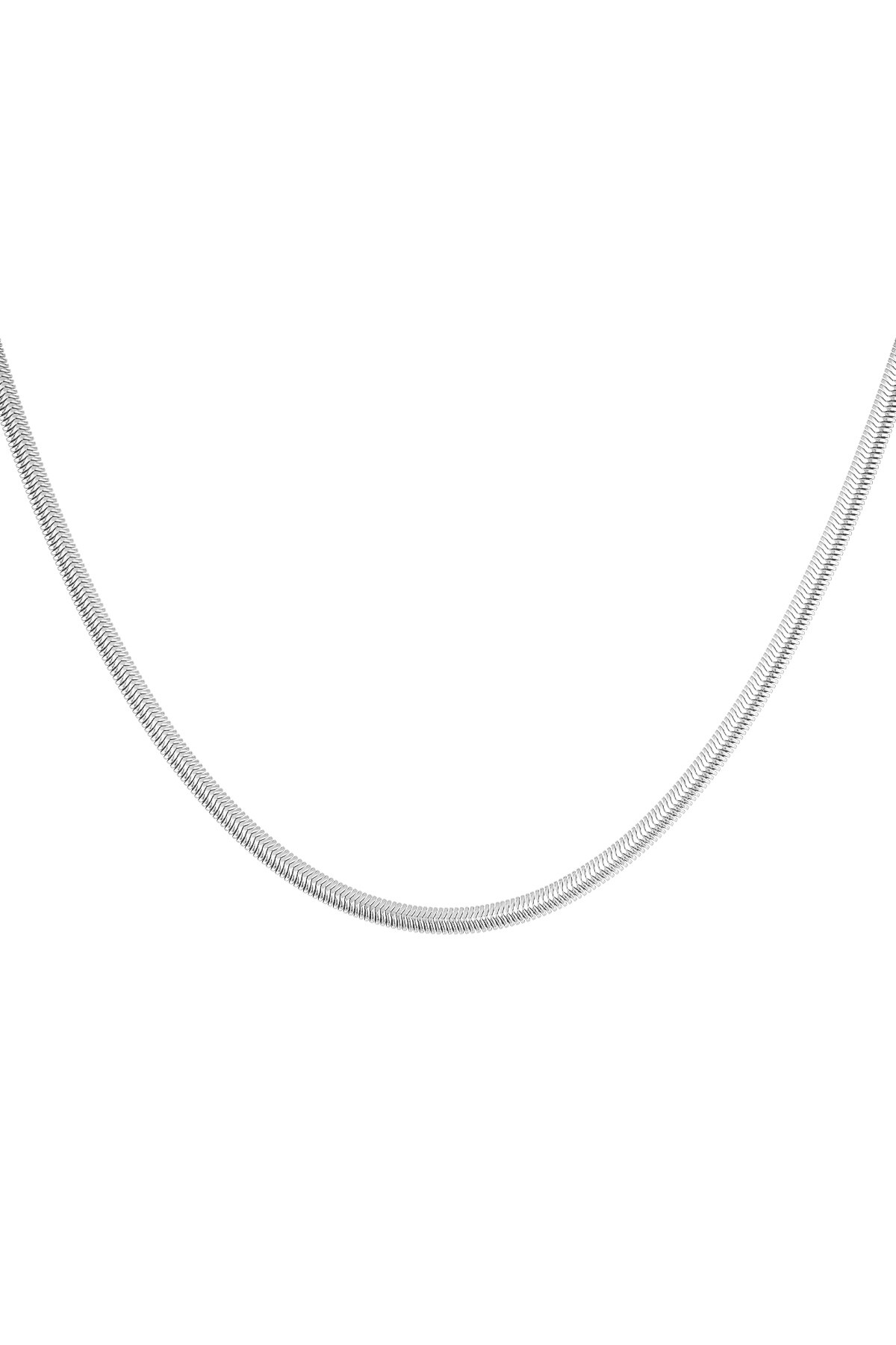 Necklace flat with print - silver-4.0MM 