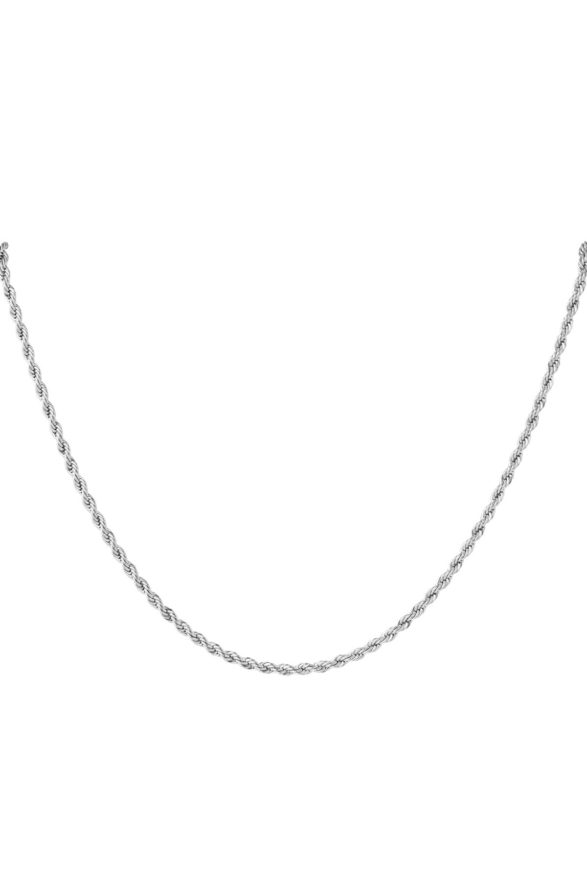 Unisex Stainless Steel Twisted Necklace 60CM - Silver-3.0MM h5 