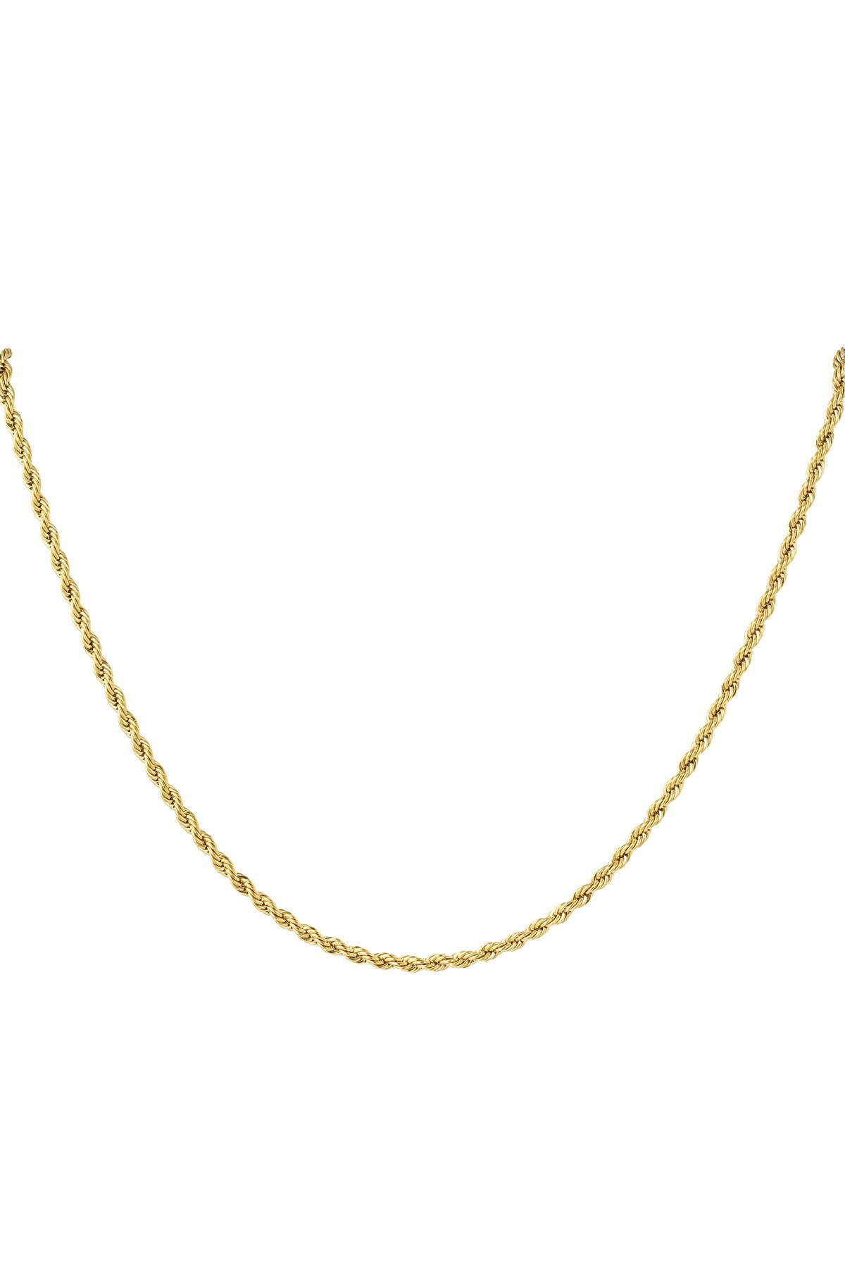 Unisex Stainless Steel Twisted Necklace 60CM - Gold-3.0MM h5 