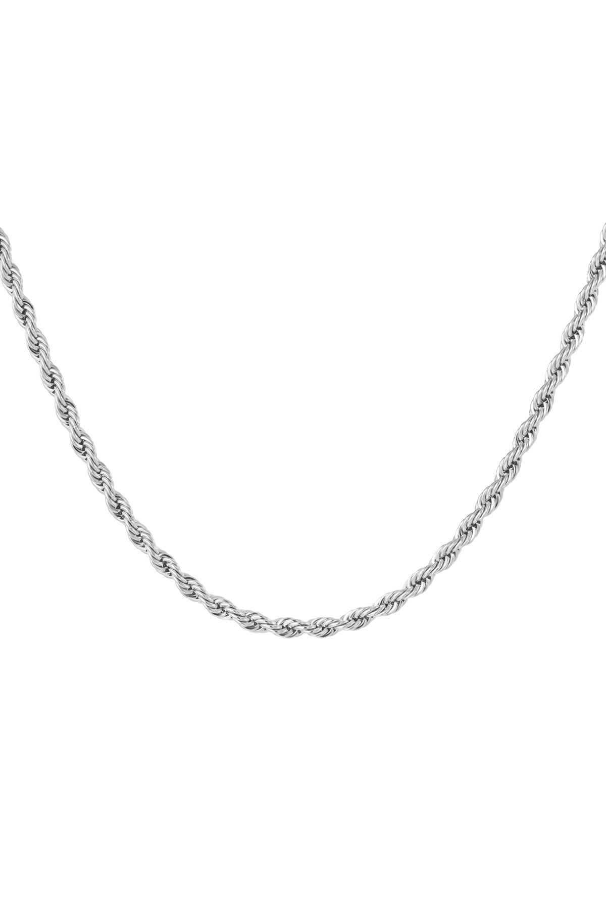 Unisex necklace twisted 50cm - silver-4.0MM 