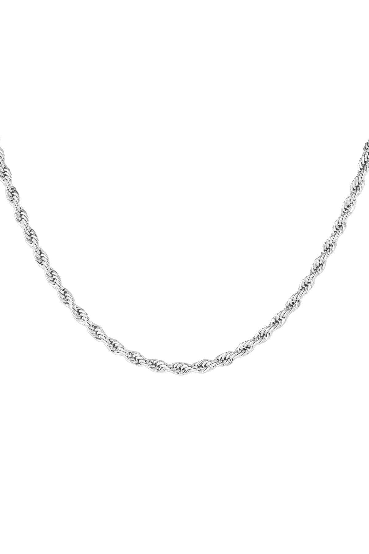 Necklace twisted short - silver-4.5MM 