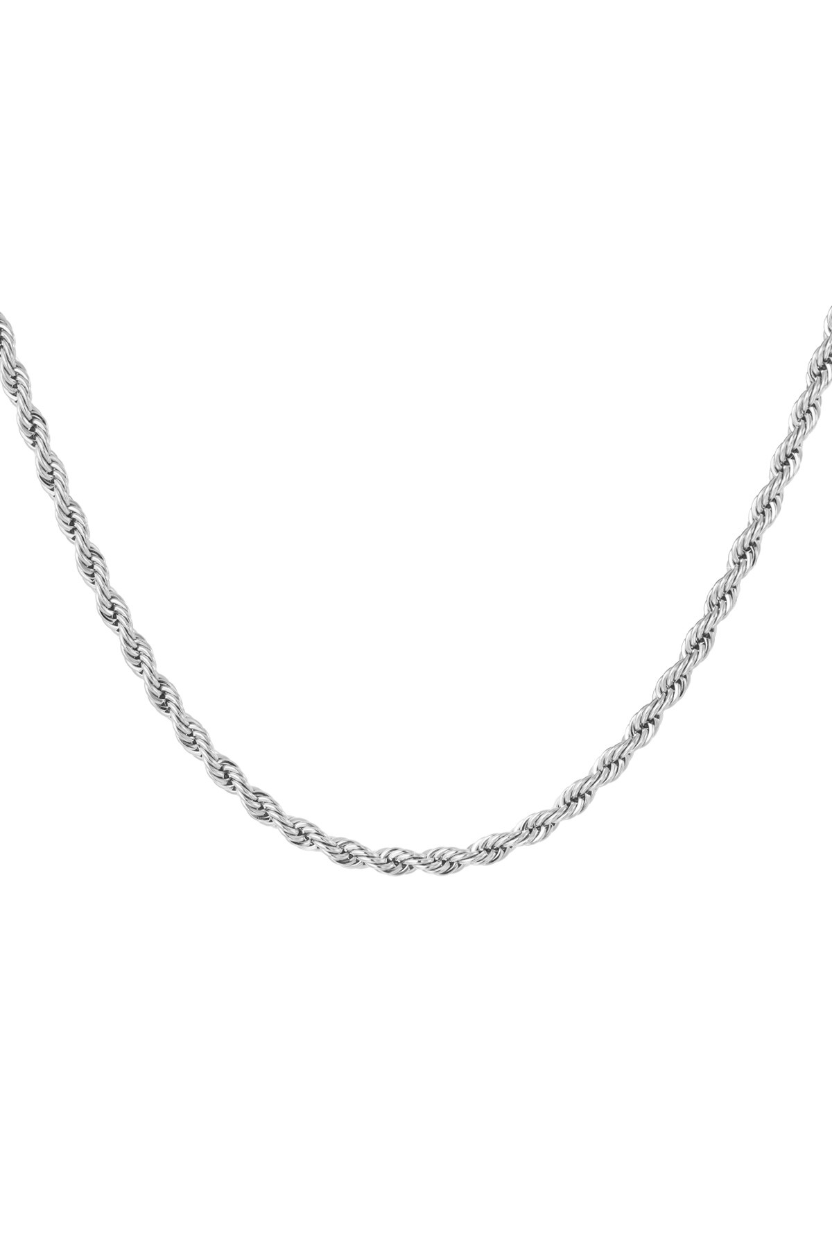 Unisex necklace twisted - silver - 4.5MM h5 