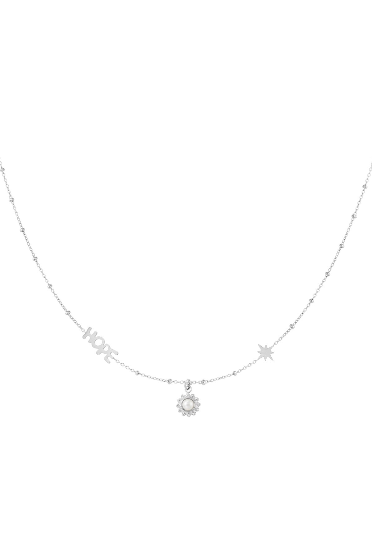 Ball chain with hope and pendants - Silver color h5 