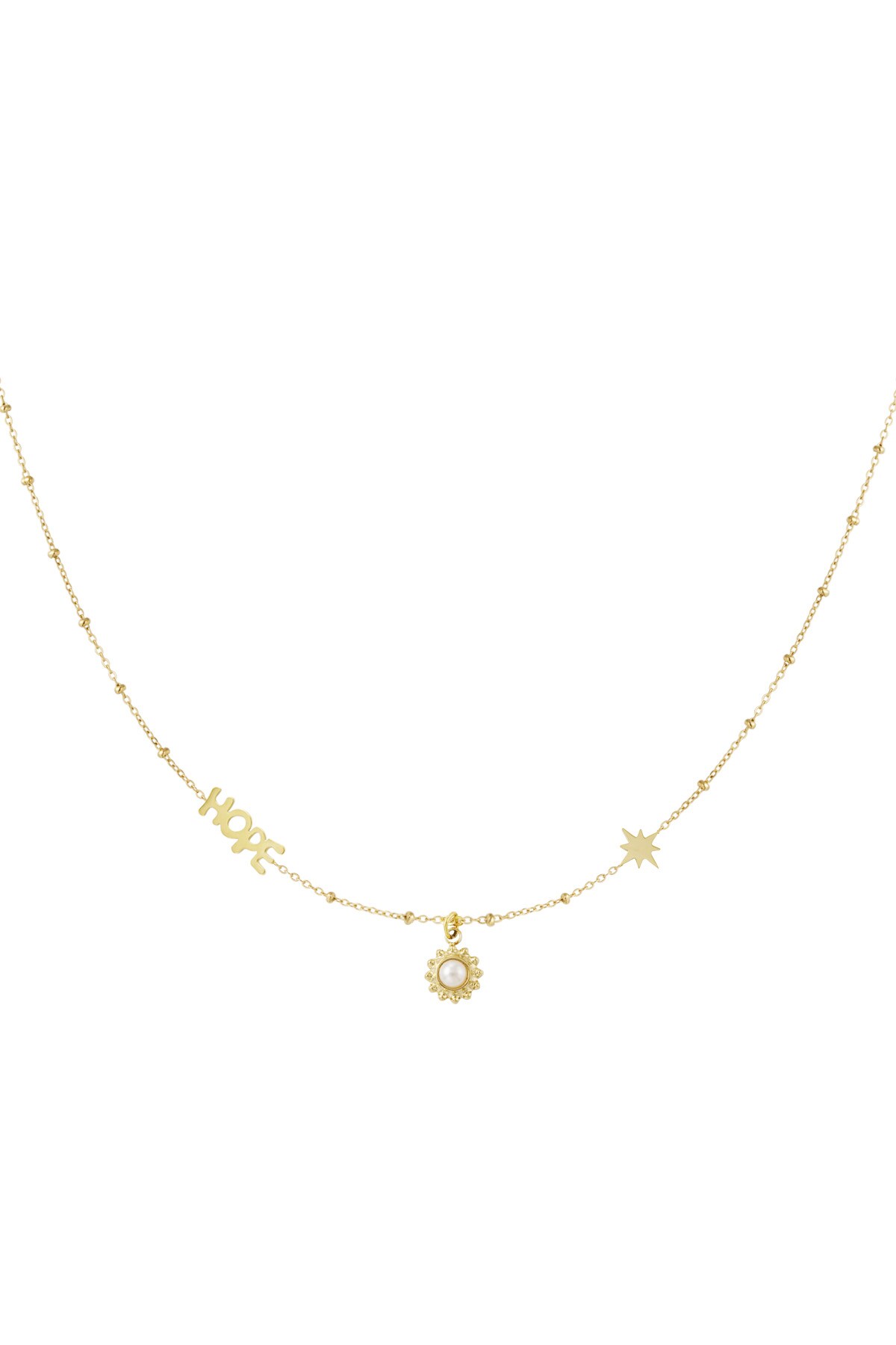 Ball chain with hope and pendants - Gold color h5 