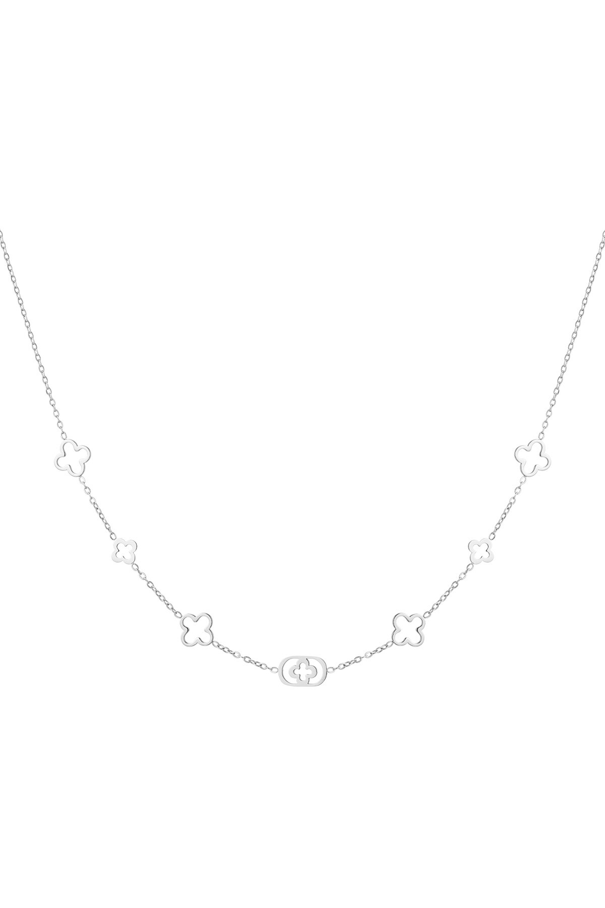 Classic necklace with clover charms - Silver color h5 