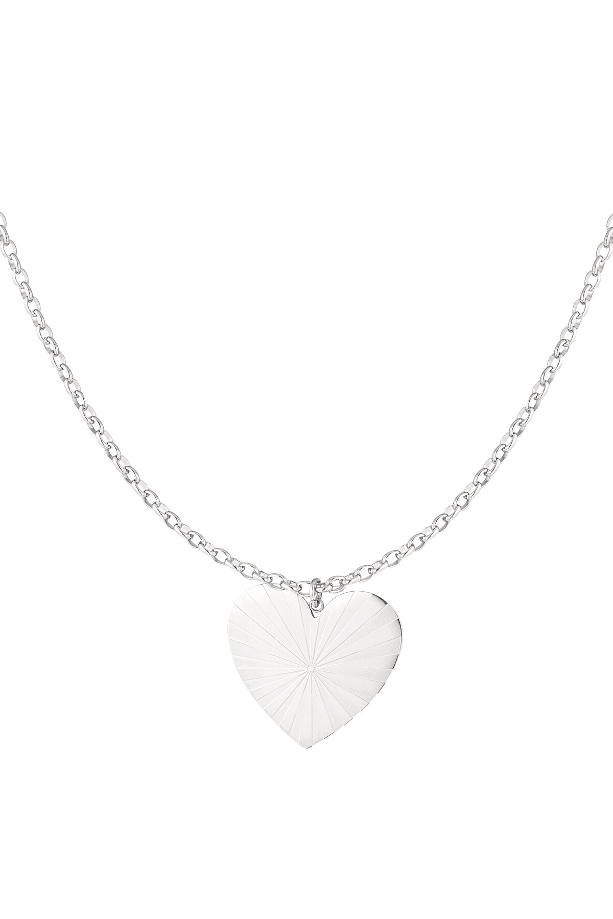 Long necklace big heart - Silver color h5 