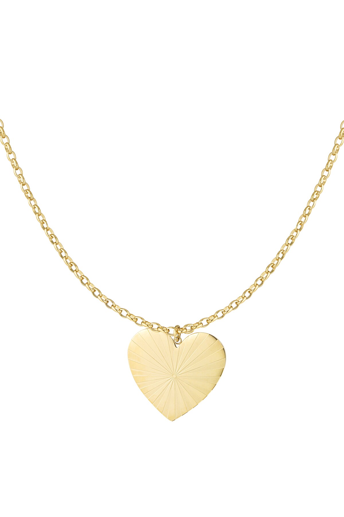 Long necklace big heart - Gold color h5 