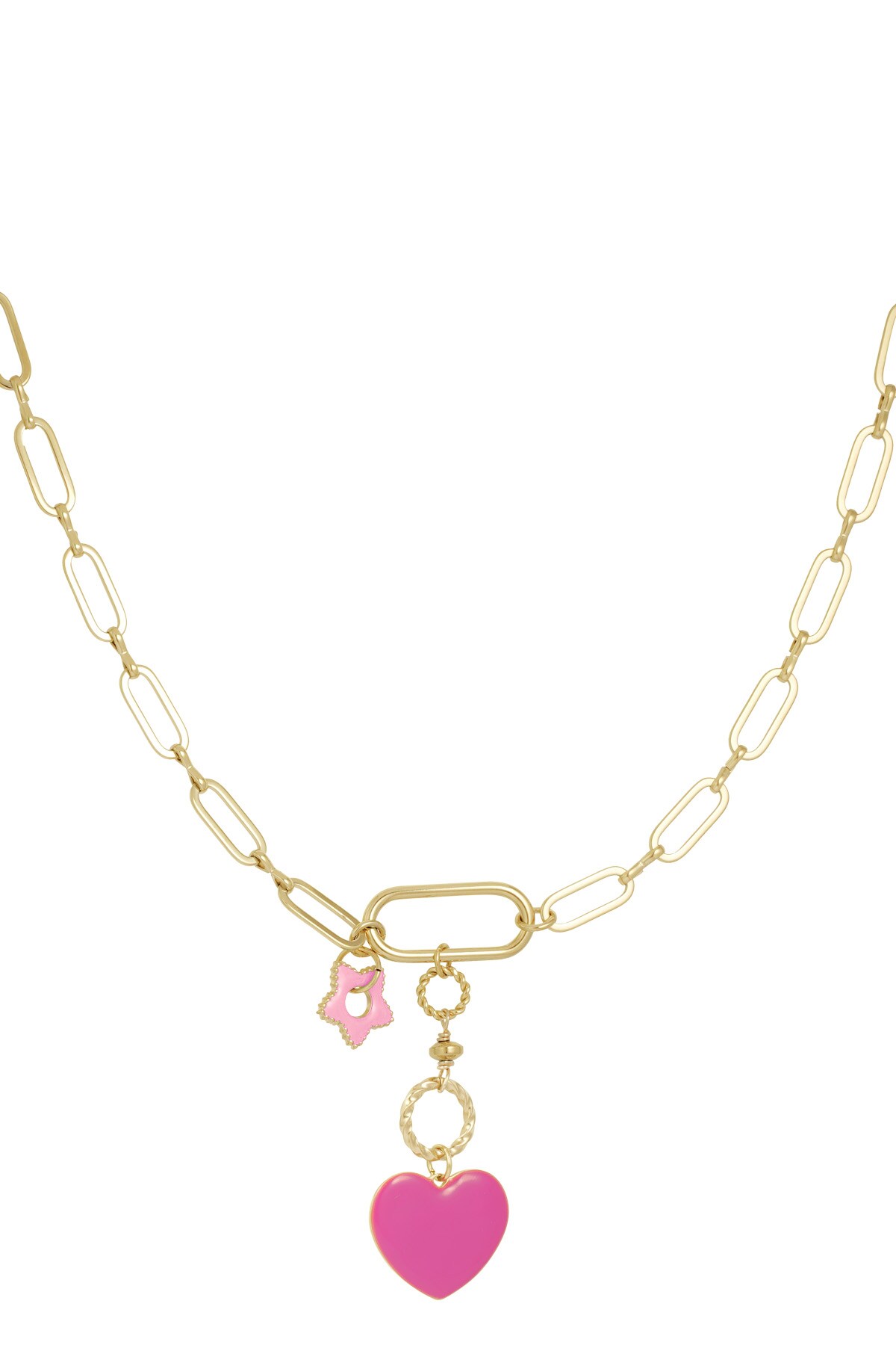 Necklace flower to heart - rose gold h5 