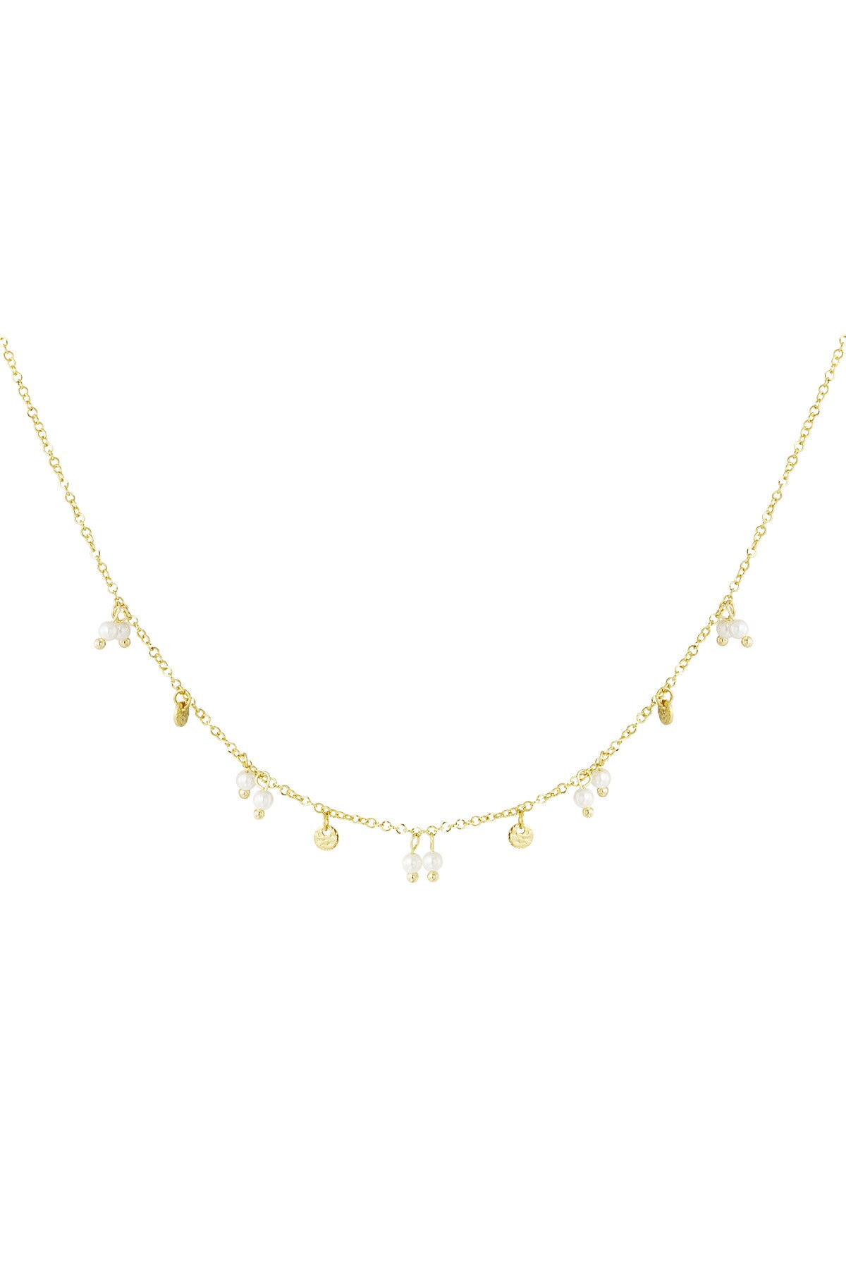 Necklace pearls and charms - Gold color h5 