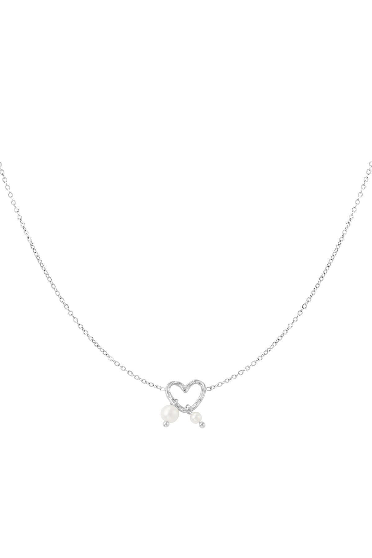 Necklace pearl love - Silver color h5 