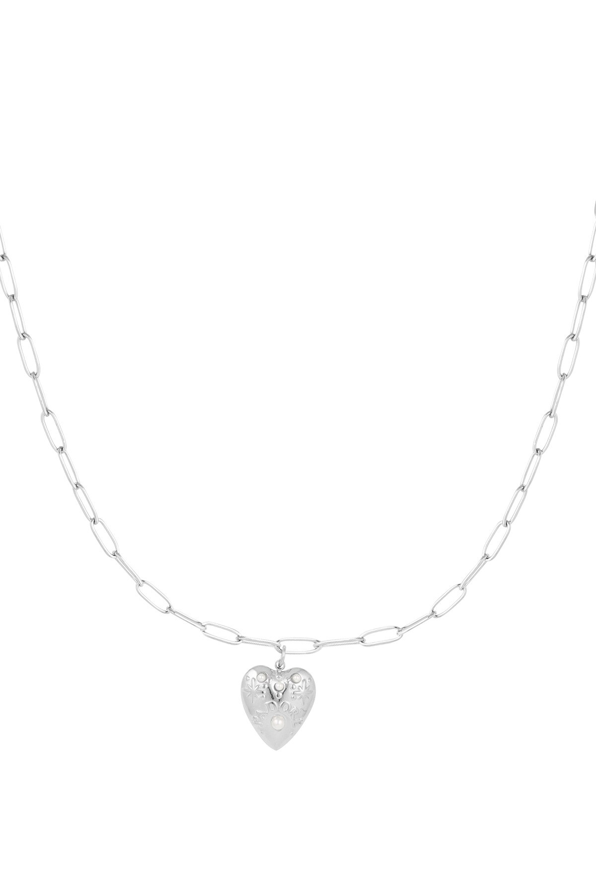 Necklace heart of silver - Silver color h5 