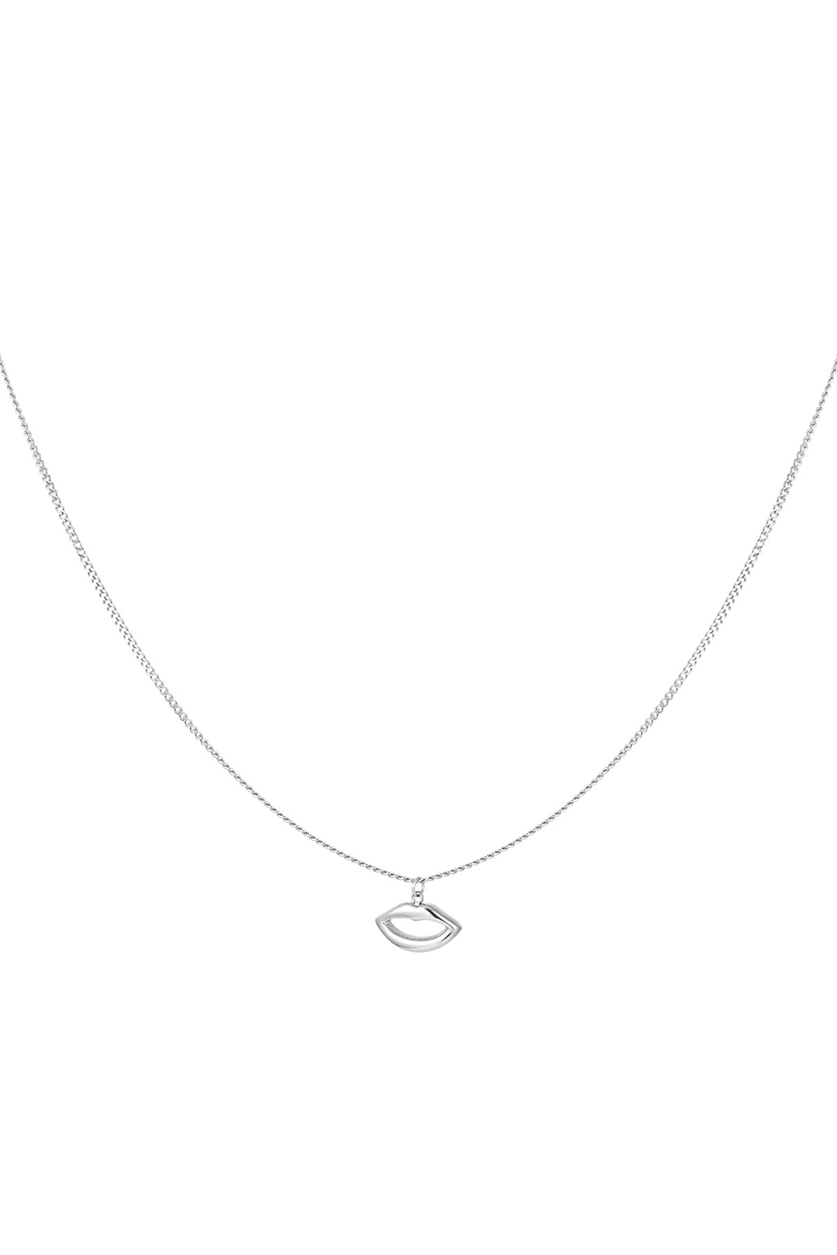 Simple necklace with lips charm - Silver color h5 