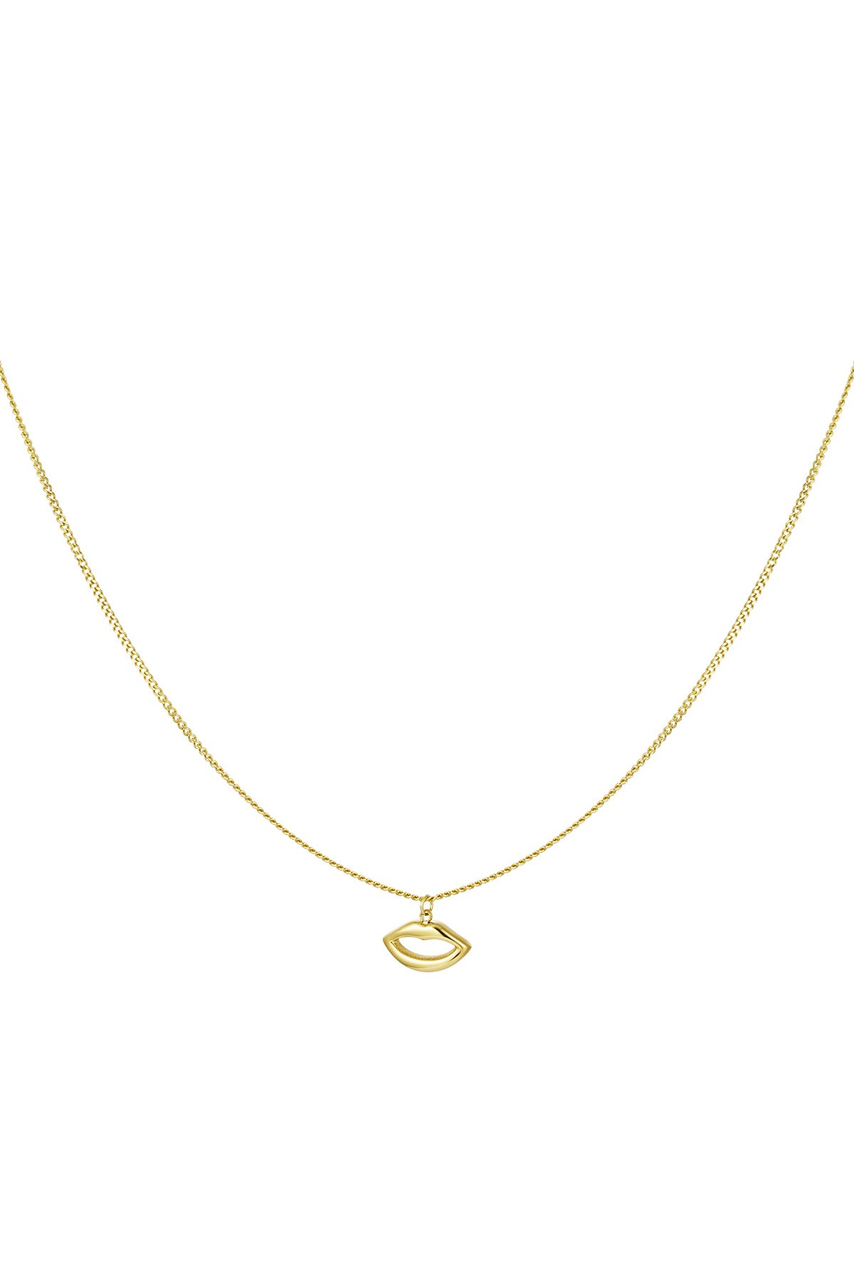 Simple necklace with lips charm - Gold color h5 