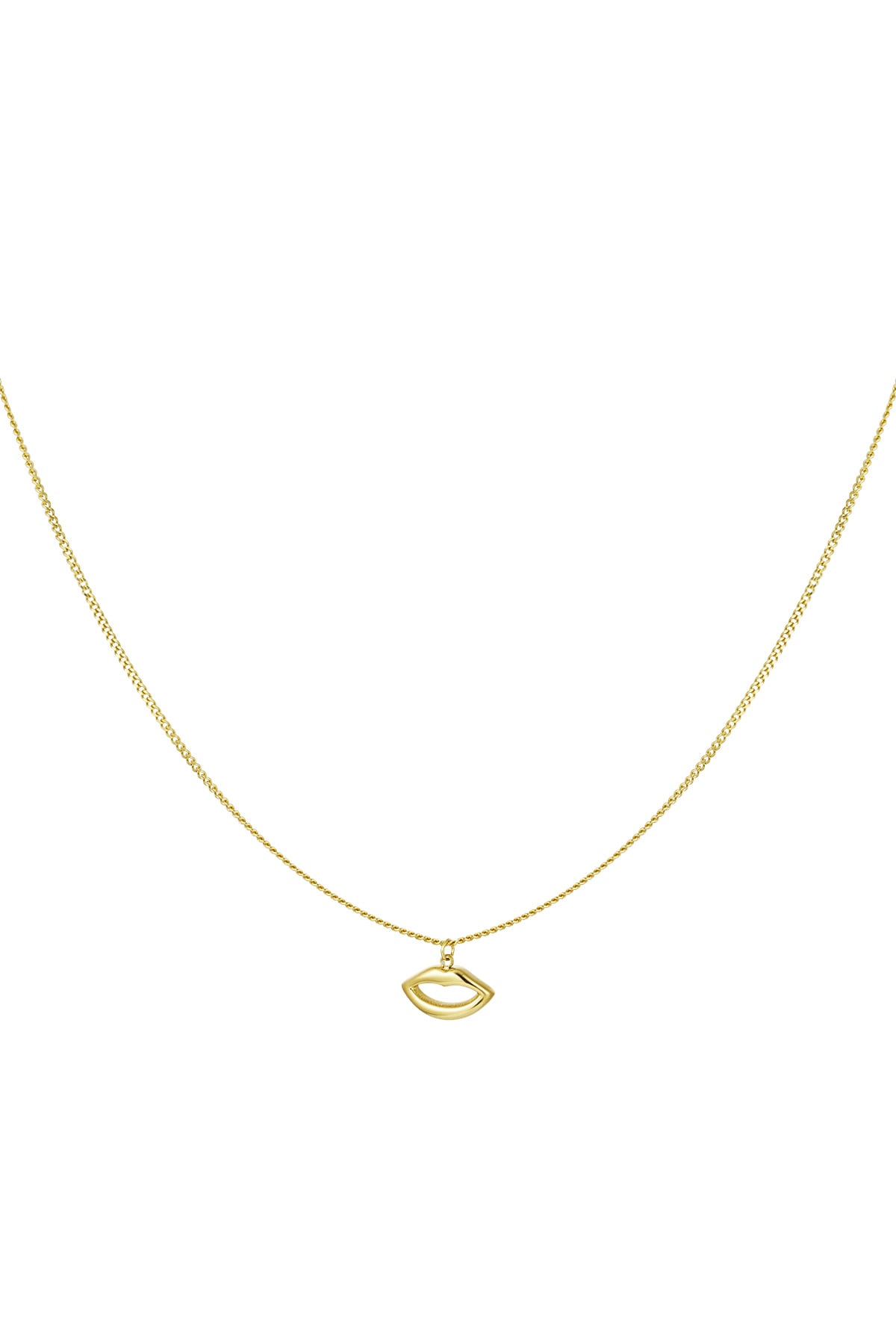 Simple necklace with lips charm - Gold color 