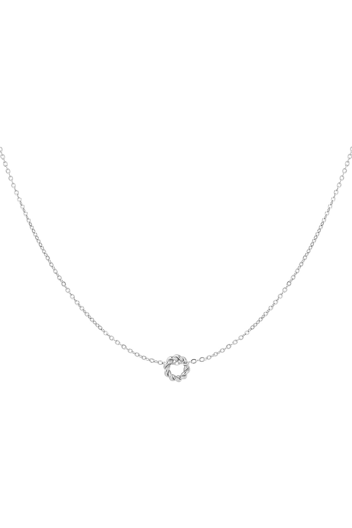 Classic necklace with twisted charm - Silver color h5 