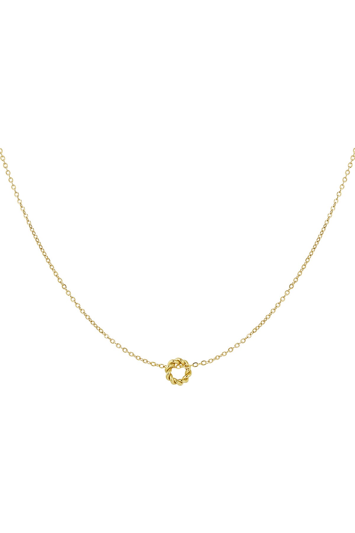 Classic necklace with twisted charm - Gold color h5 