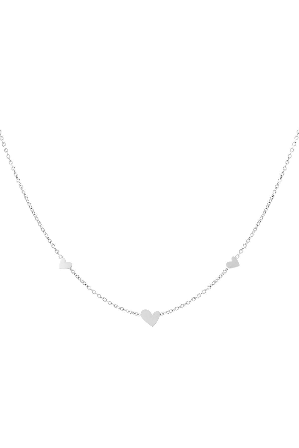 Classic necklace with hearts - Silver color h5 