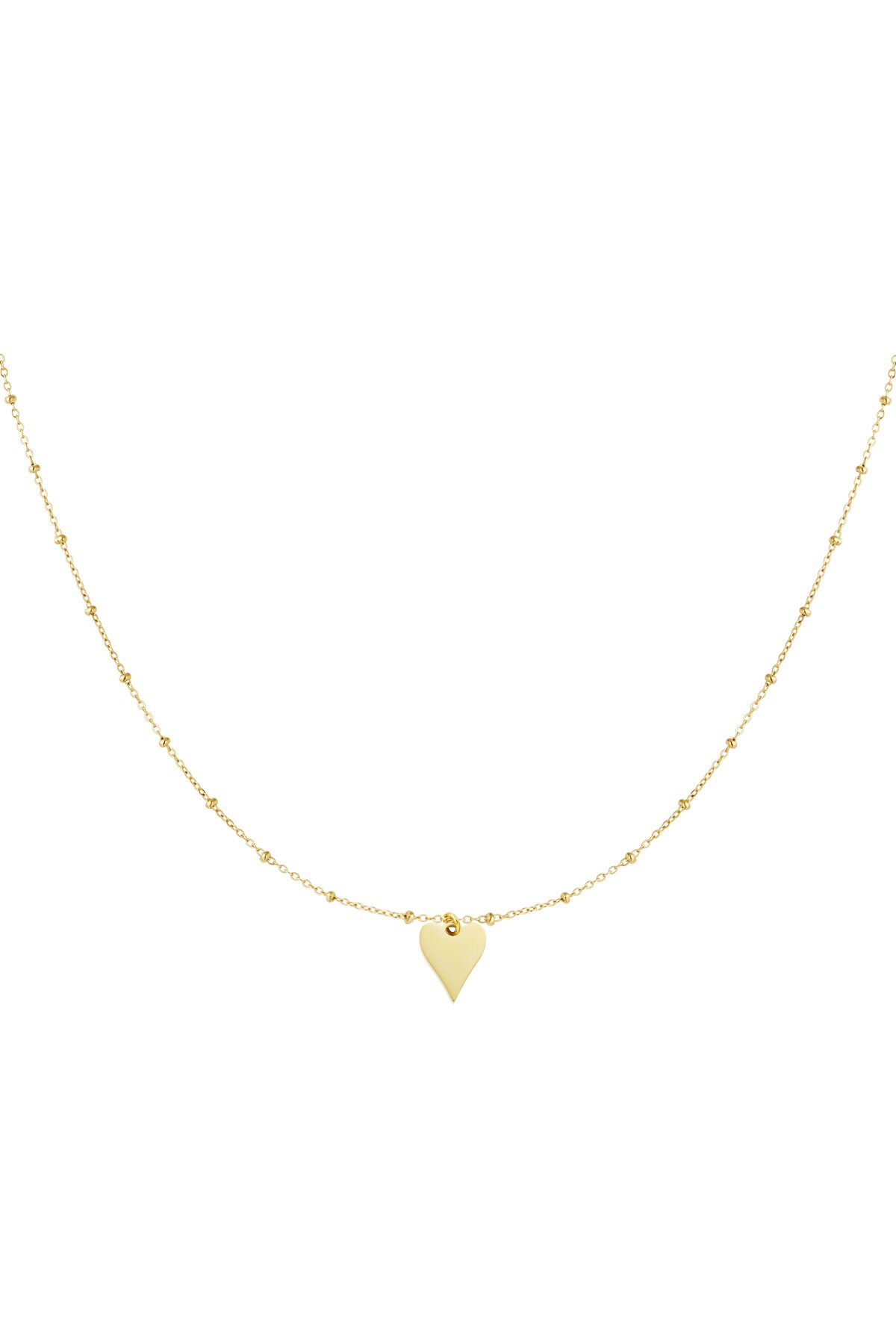 Necklace with balls and heart charm - Gold color 